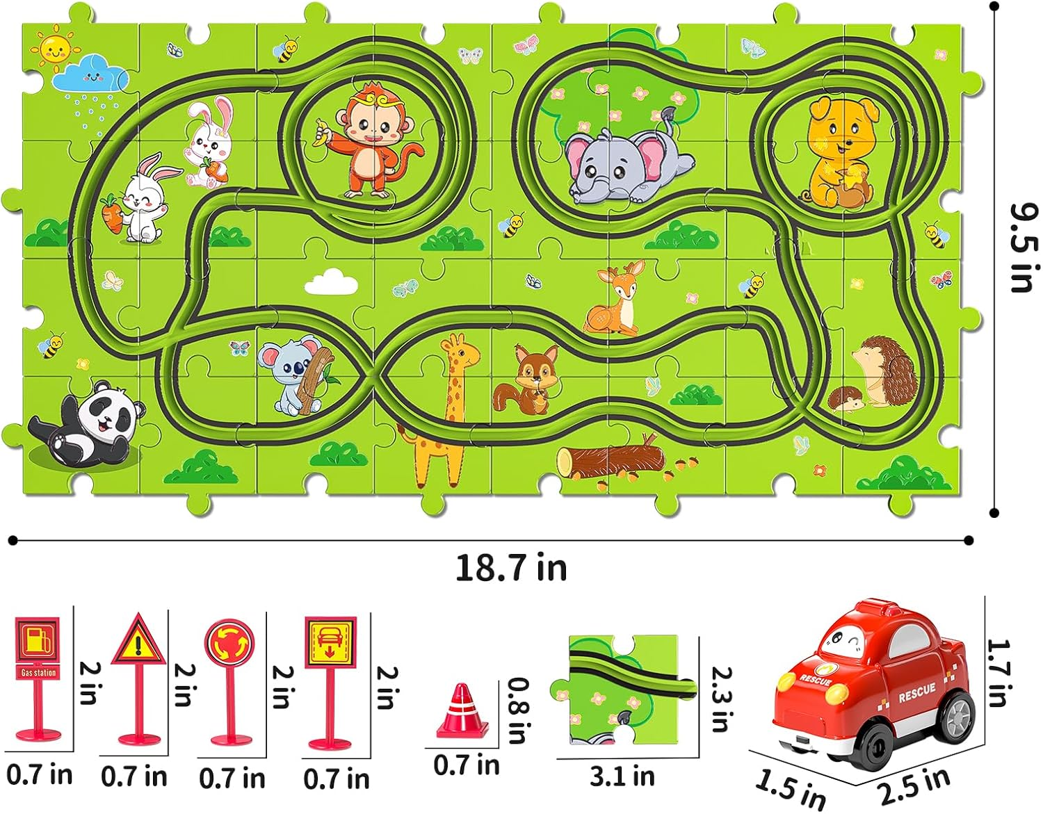 TEMI 32 Pieces Puzzle Race Tracks Car Set Toys for Kids Ages 3-5 - Toddler Toys Gifts for 3 4 5 Year Old Boys, Puzzle Tracks Car Toys for Boys Ages 3-5 4-6, 3 4 5 6 Year Old Boys Birthday Gifts image number 6