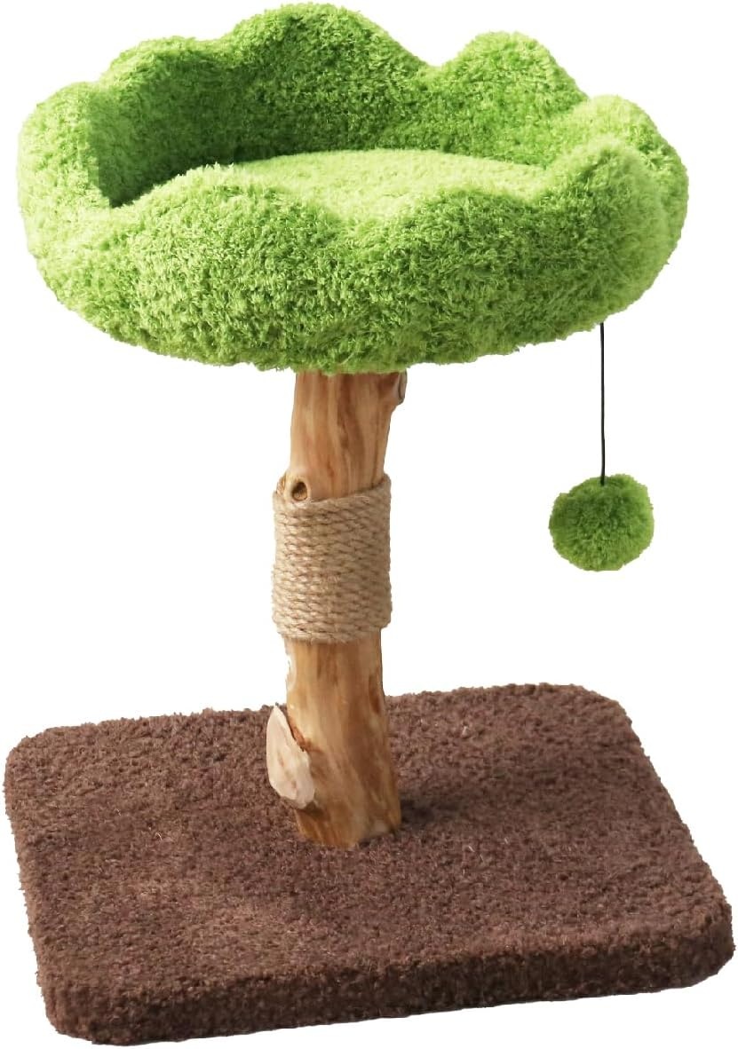 Cattitude Cat Scratch Post Treemendous - Cat Tower, Indoor Cats, Cat House, Cat Scratcher, Green&Brown, 56Cm Height
