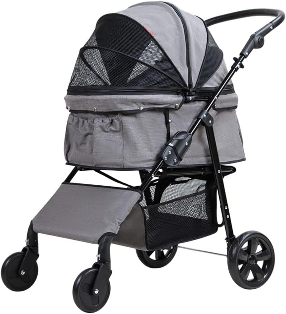 Pet Stroller Dog Stroller Cat Stroller Folding Pet Stroller Dog Folding Stroller with 4 Wheels Dog Cat Puppy Stroller for Medium Small Pet Dog Pram Dog Cat(Color:D)