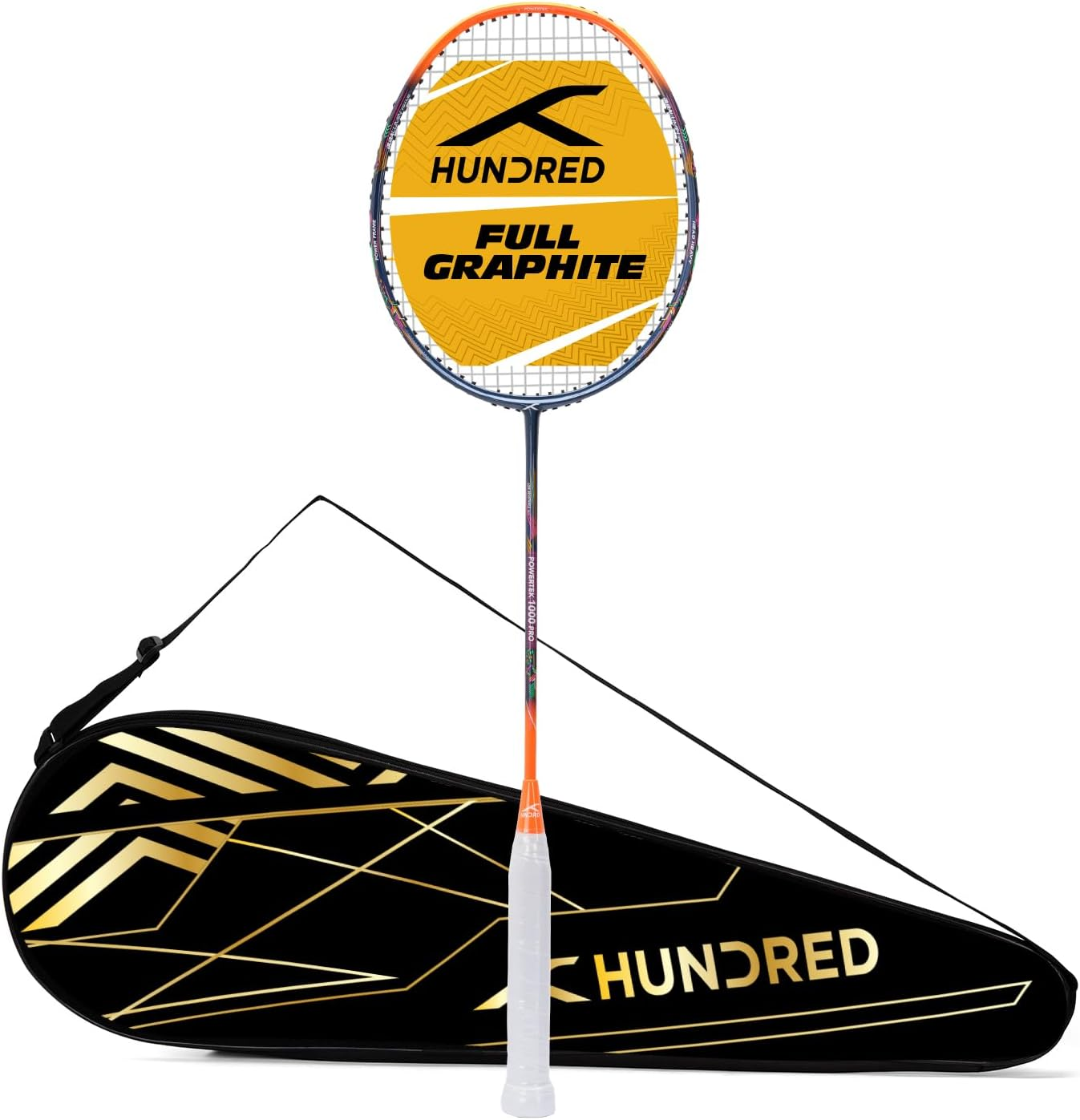 HUNDRED Powertek 1000 PRO Graphite Strung Badminton Racket with Full Racket Cover