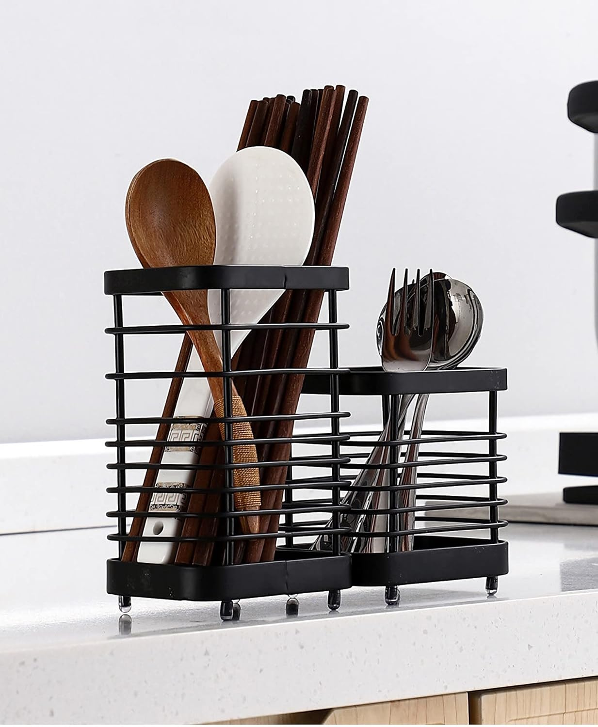 Generic 304 Stainless Steel Sink Organiser, Black, Kitchen Sink Drainer, 15 X 7.5 X 10 Cm, Compartmentalized, Countertop Use, Kitchen Organisation