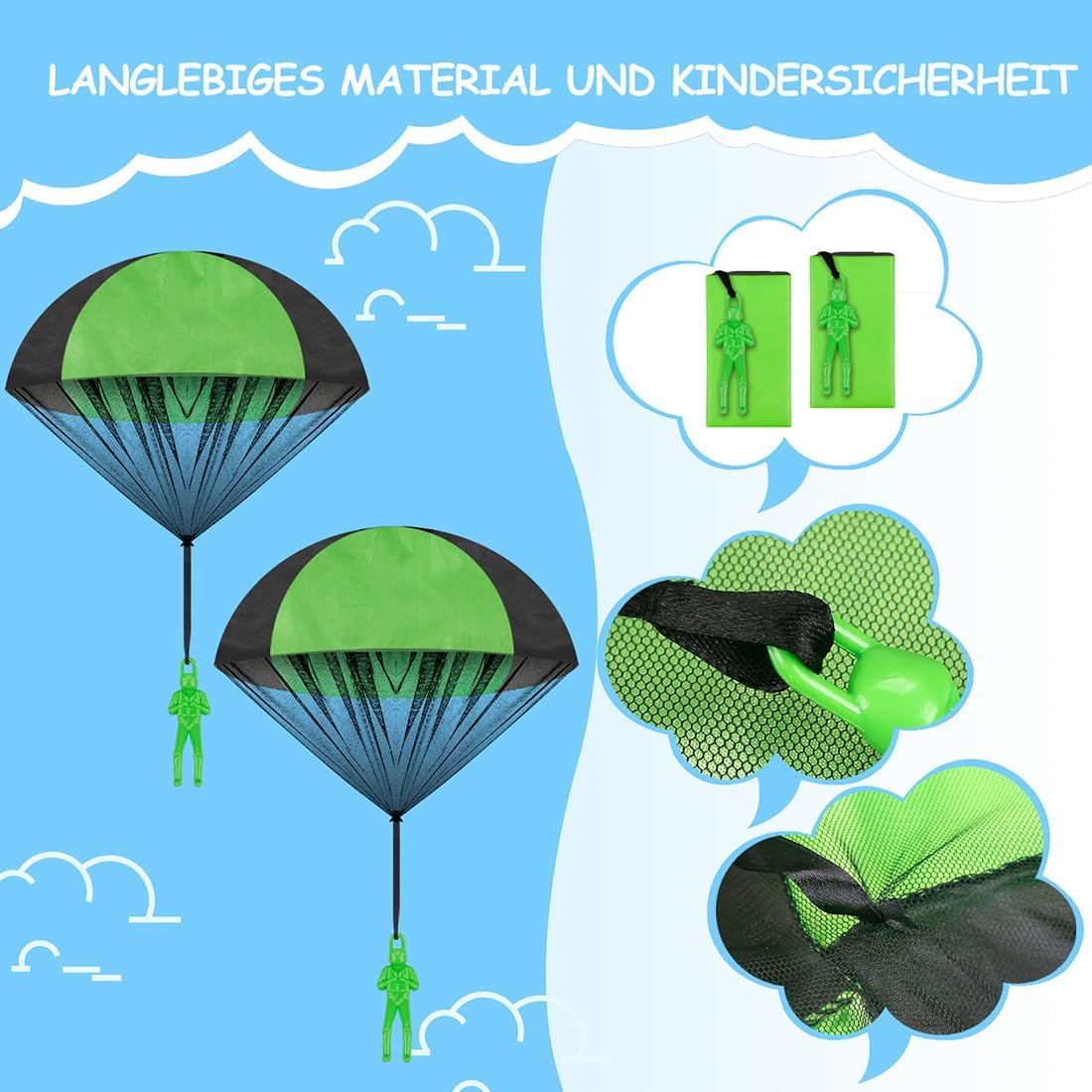Children'S Parachute Toy, Pack of 10 Parachute Toy, Hand Throw, Army Men Parachute Toy, Exciting Outdoor Flight Toy for Children and Adults, Airland Heroes image number 3