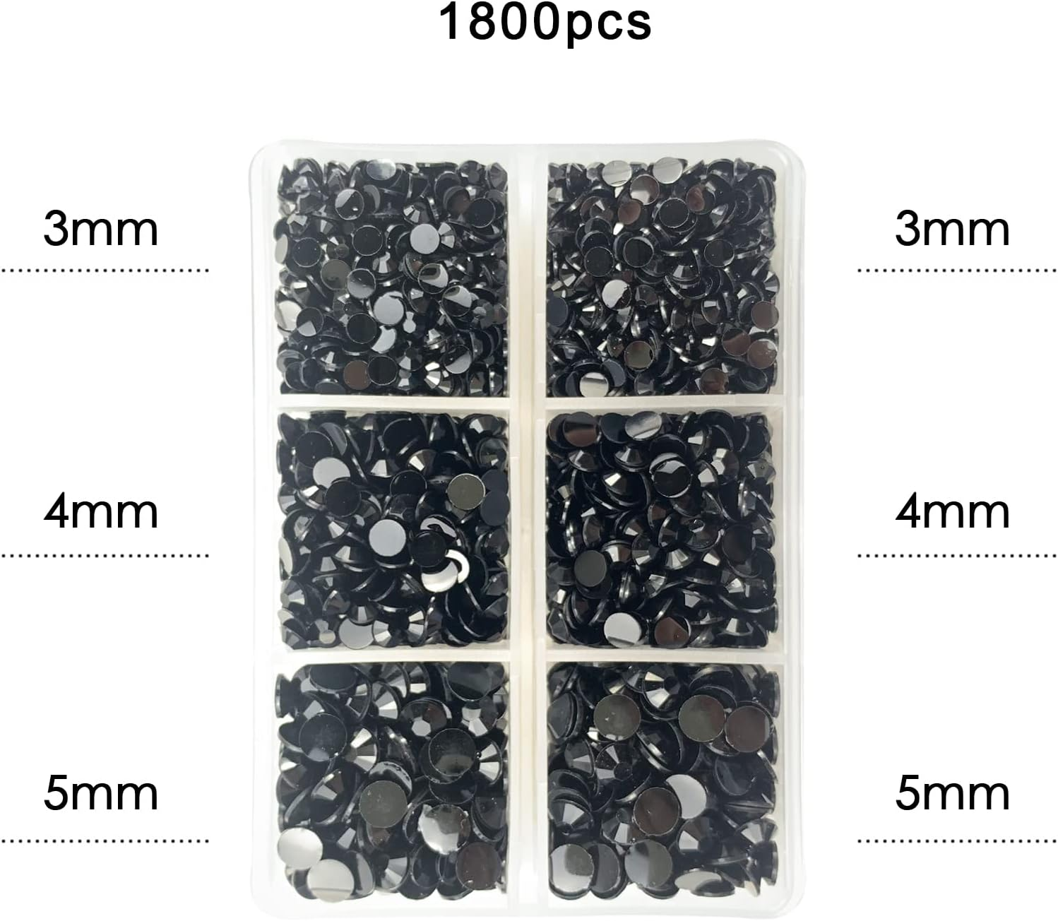 Multi Size 3Mm 4Mm 5Mm Jelly AB Rhinestones for Tumblers - Non Hotfix & round Flat Back, Resin Rhinestones for DIY Cups Nails Crafts (Black)&hellip;