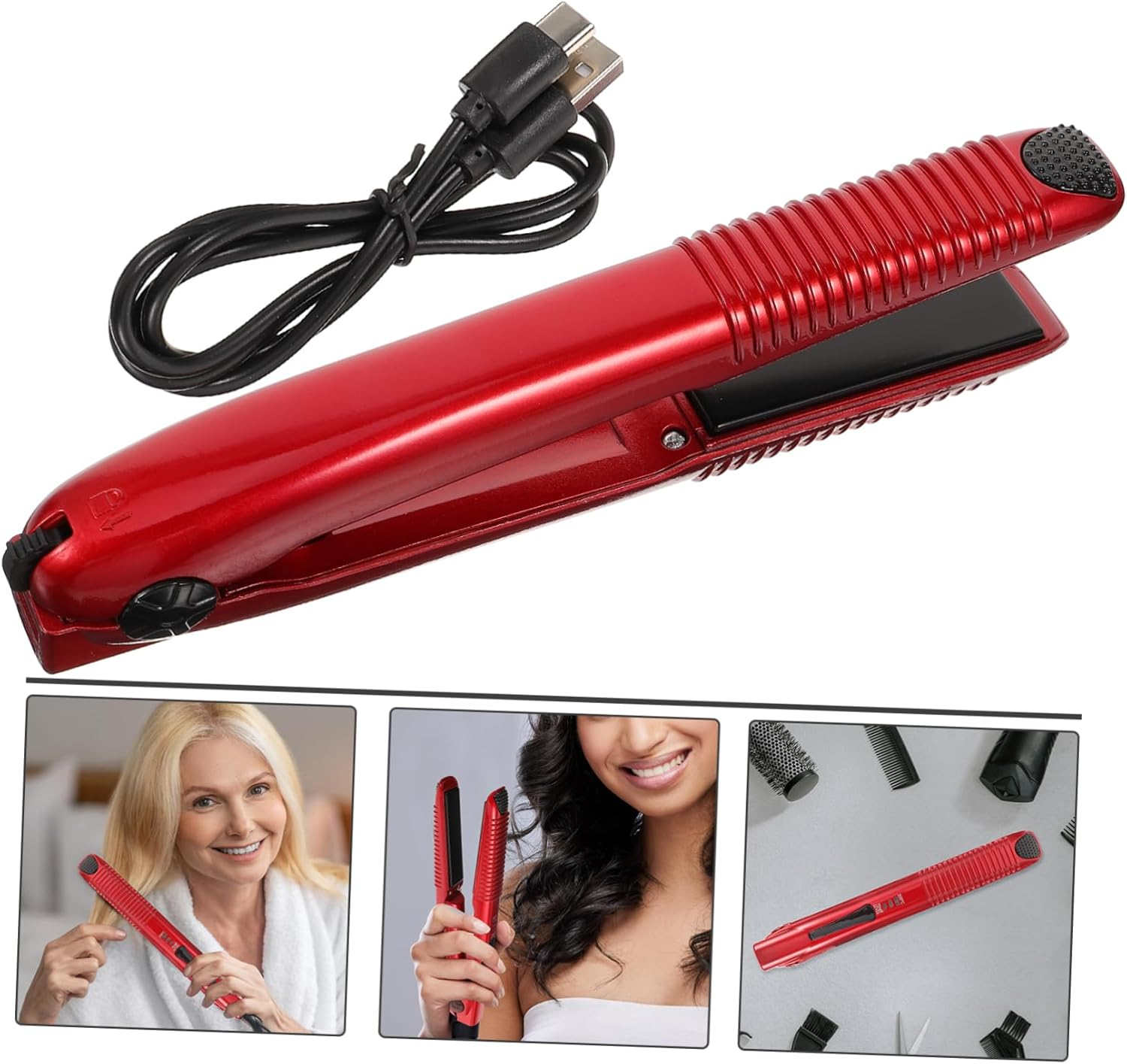 ARTSEWPLY Small Cordless Hair Straightener Temperature Wireless Usb Rechargeable Dual Function Curler for Travel Compact Design image number 4