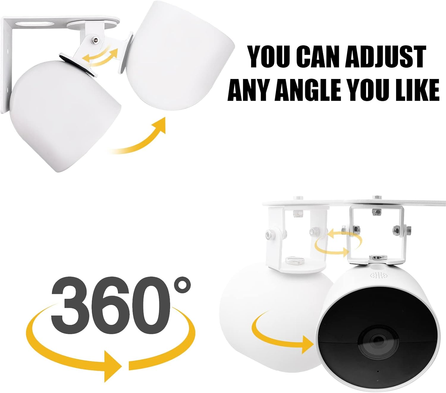 Magitcsee Nest Camera Mount Compatible with Google Nest Cam Outdoor or Indoor, Battery - 2Nd Generation,360 View Anti-Drop Outdoor Wall Bracket Mounting Kit Nest Cam Accessories- White image number 6