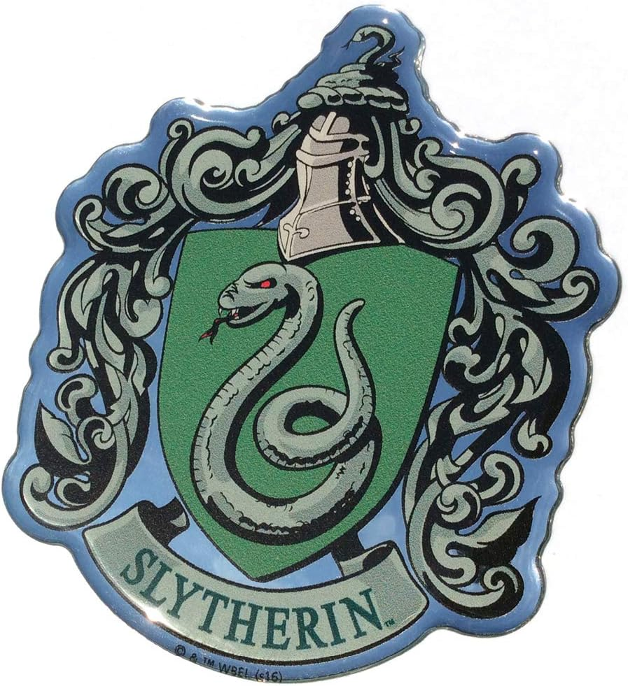 Fan Emblems Slytherin Crest Car Decal Domed/Multicolor/Chrome Finish, Harry Potter Automotive Emblem Sticker Easily Applies to Cars, Trucks, Motorcycles, Laptops, Cellphones, Windows, Almost Anything image number 1