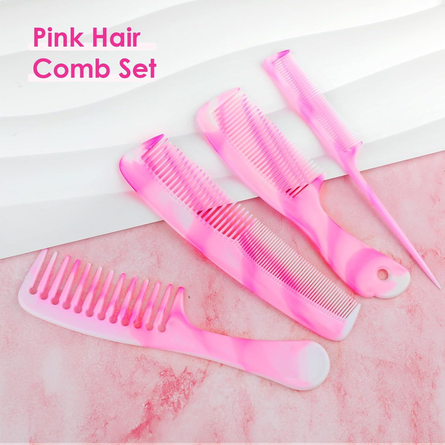 Havenease-4-Piece Multi-Style Hair Comb Set, Rat Tail Comb and Wide Tooth Detangling Comb with Barber Brush, Anti-Static Hair Combs for Women & Men, Professional Styling Kit for Daily Use image number 2