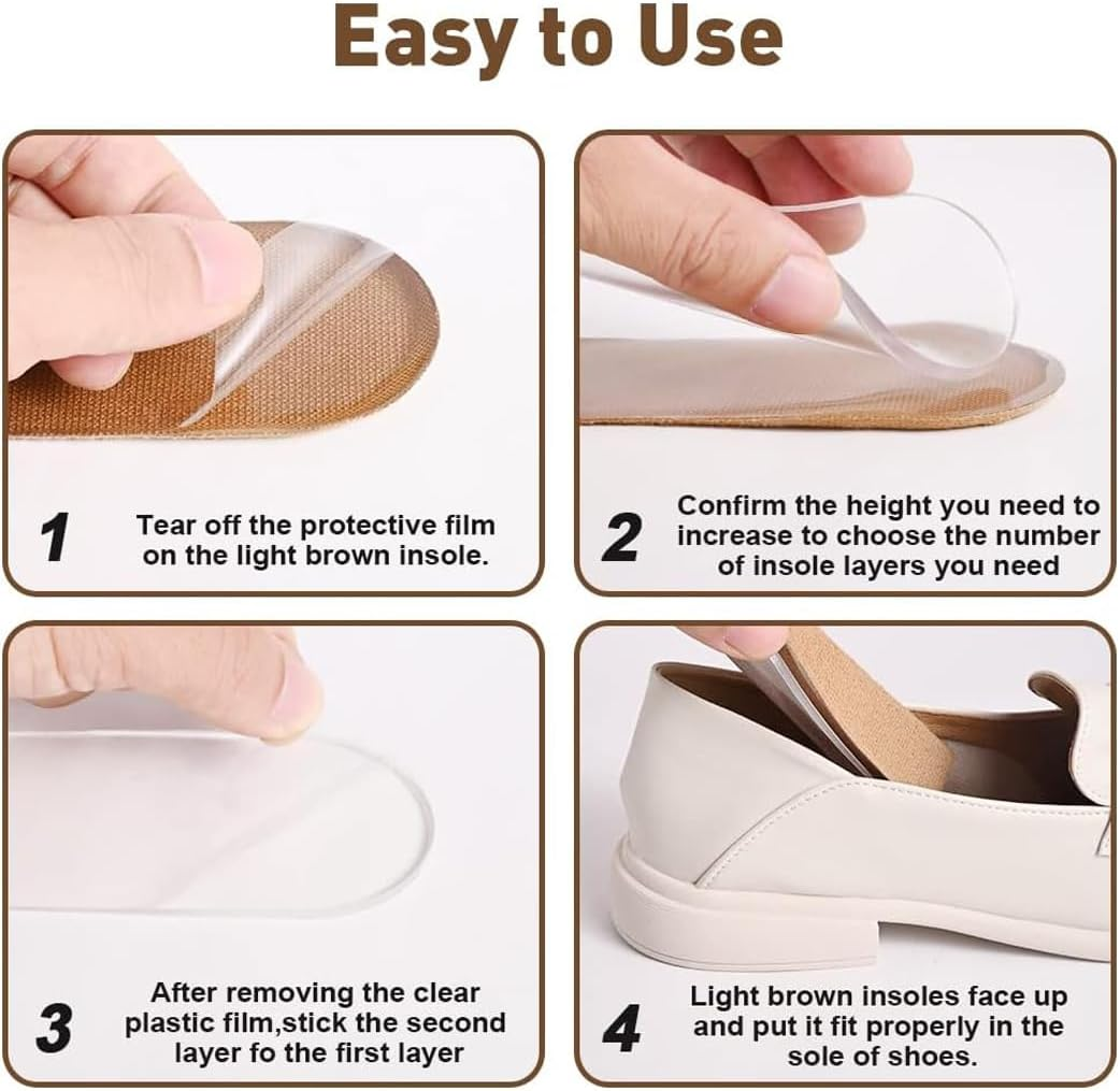 Adjustable Orthopedic Heel Lift Inserts, 1/4" to 1" Gel Shoe Heels Inserts for Leg Length Discrepancies. Upgrade and Widen Height Increase Insole (M) image number 2