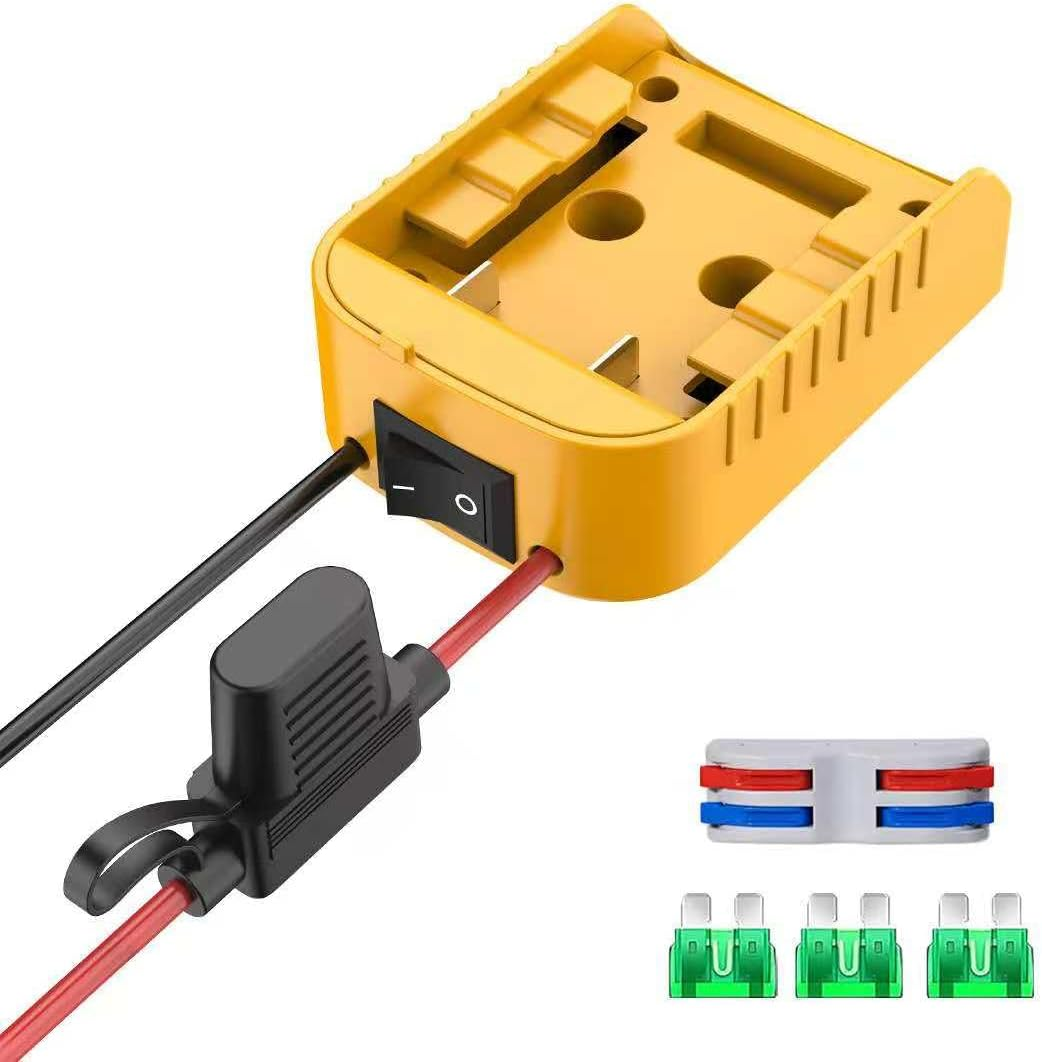 Power Wheels Adapter for Dewalt 20V MAX Battery with Switch & Fuse Protection 12AWG Wire, Inline Fuse Holder, 3&times;30A Fuses, Wire Connector Power for DIY RC Cars, Trucks and Toys DW image number 2