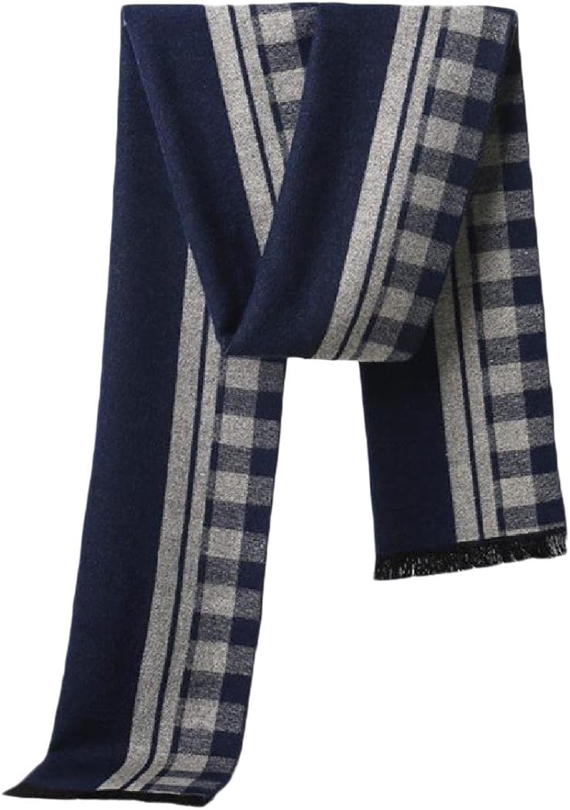 XQS Stylish Mens Plaid Tassel Cashmere Feel Soft Plush Scarf One Size 13 13 One Size, 13, Einheitsgr&ouml;&szlig;e