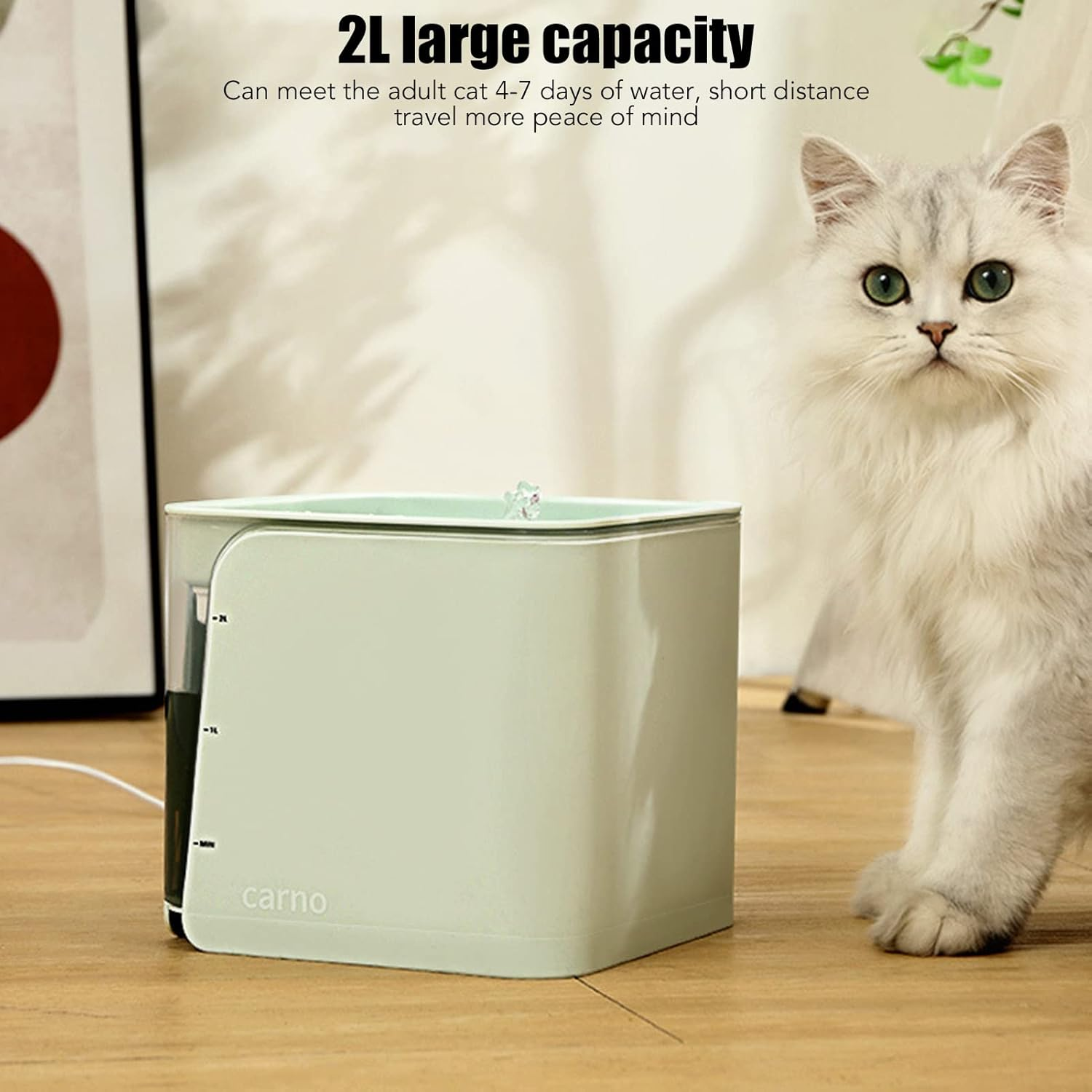 Cat Water Dispenser,Automatic Pet Water Fountain Quiet USB Powered 2L Capacity Cat Water Dispenser for Puppy image number 4