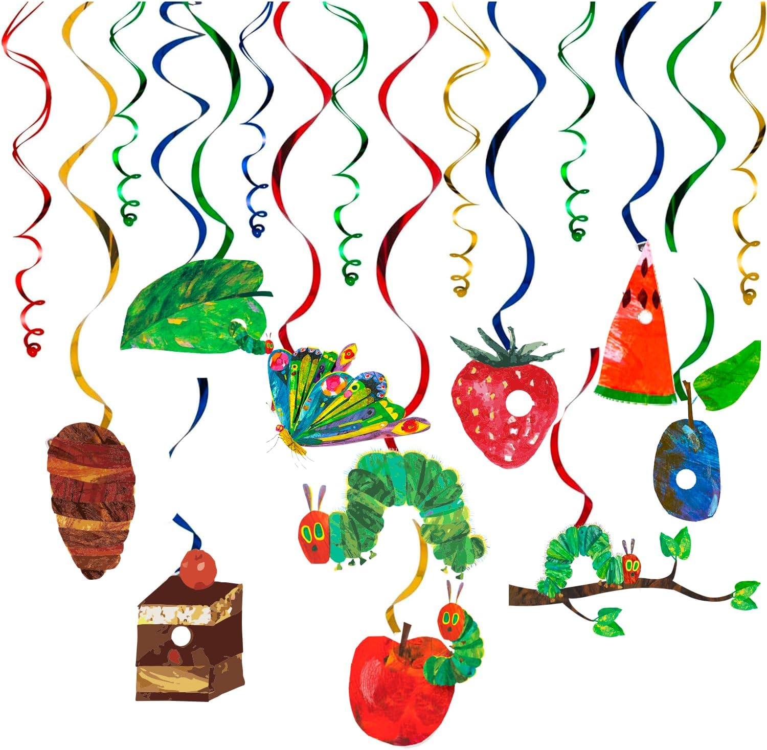 The Very Hungry Caterpillar Hanging Swirl, 20Pcs Hungry Caterpillar Birthday Hanging Swirl for Birthday Decorations Supplies image number 2