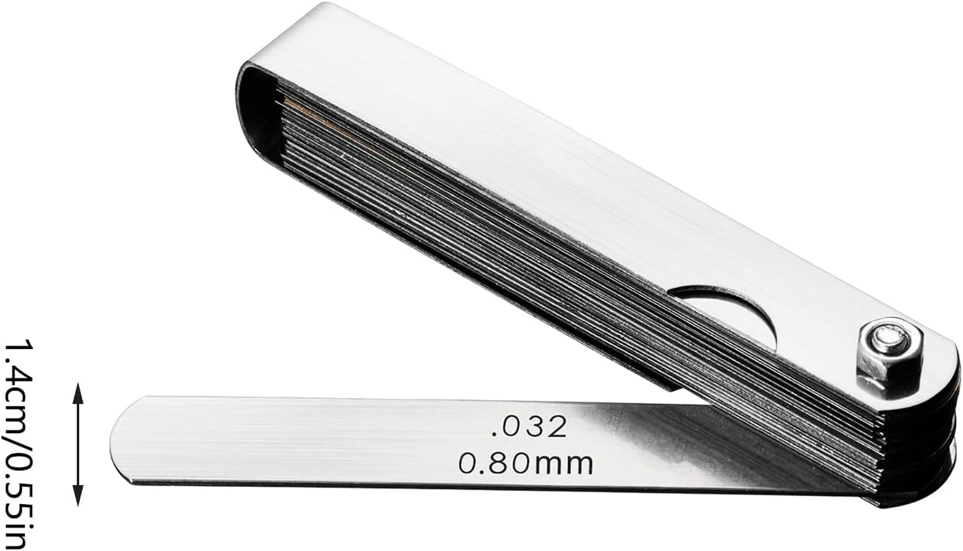 Metric Feeler Gauge,32X Removable Feeler Gauge Stainless Steel | Metric and Imperial Measuring Tool, Valve Thickness Ruler for Automotive Maintenance image number 1