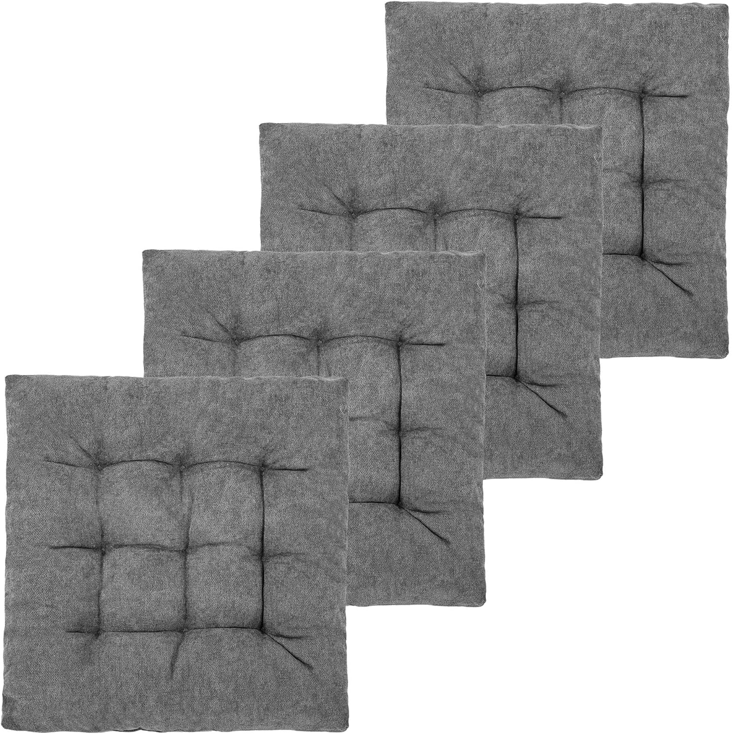 FABRICASTLE Outdoor Chair Cushions Patio Cushion Premium Comfortable Thick Fill Tufted 19" X 19" Floor Wicker Seat Pads, 4 Counts (Navy Blue, 4) - 1, Cream image number 7