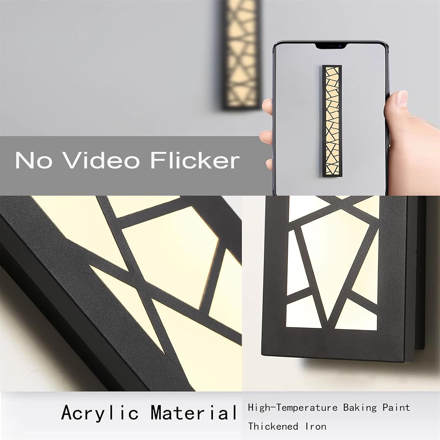 LED Outdoor Garden Wall Lights Exterior Long Indoor Wall Lamp Modern Black Wall Sconce IP65 Waterproof Wall Lighting outside Acrylic Light Porch Terrace Garage (100CM 58W,Warm Light) image number 4