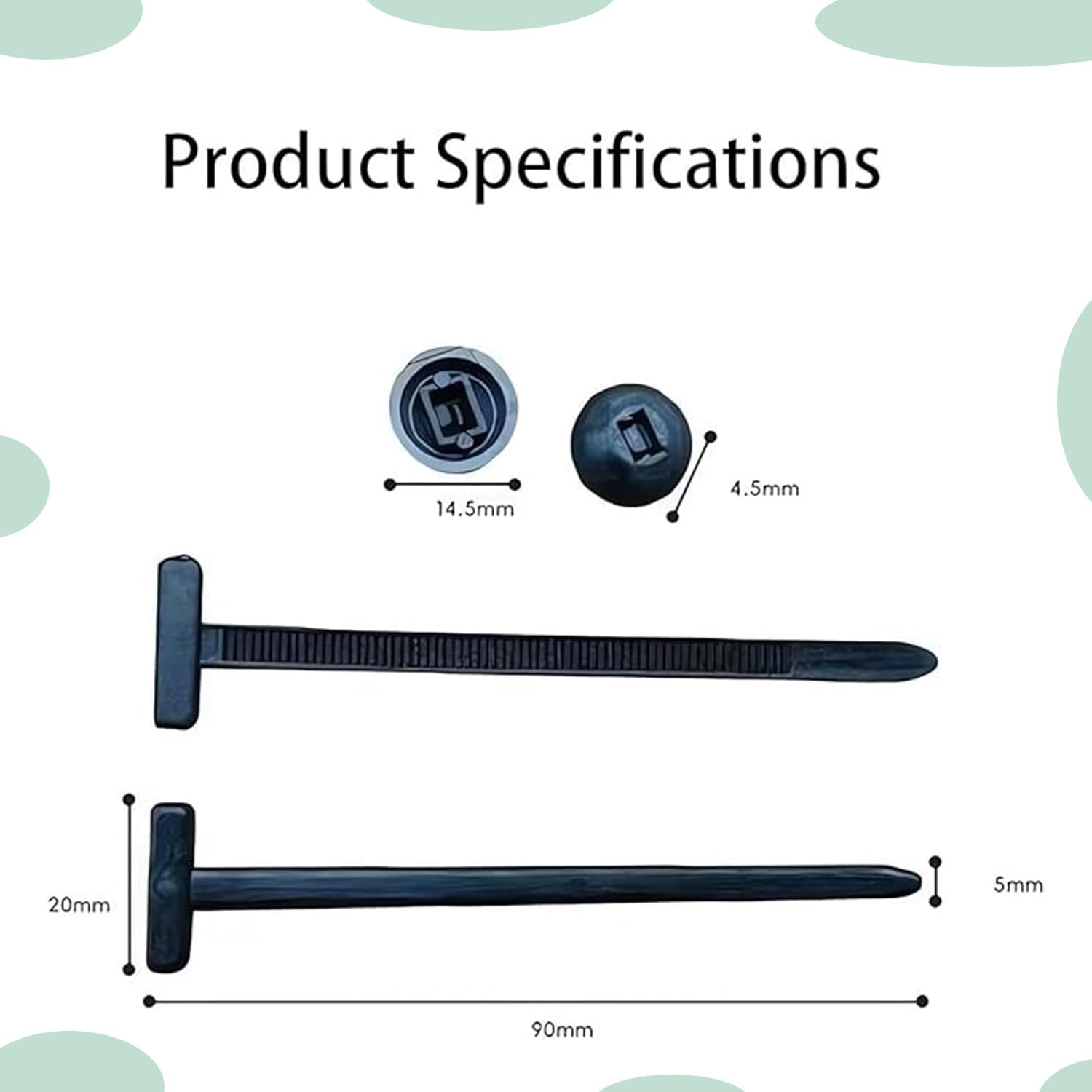 Roczential Nylon Universal Cable Tie Buckle, 100 PCS Pin and Button Zip Ties Self Locking, Bumper Retainer Clips Car Plastic Rivets Fasteners for Car Daily Repair (100Pcs) image number 6