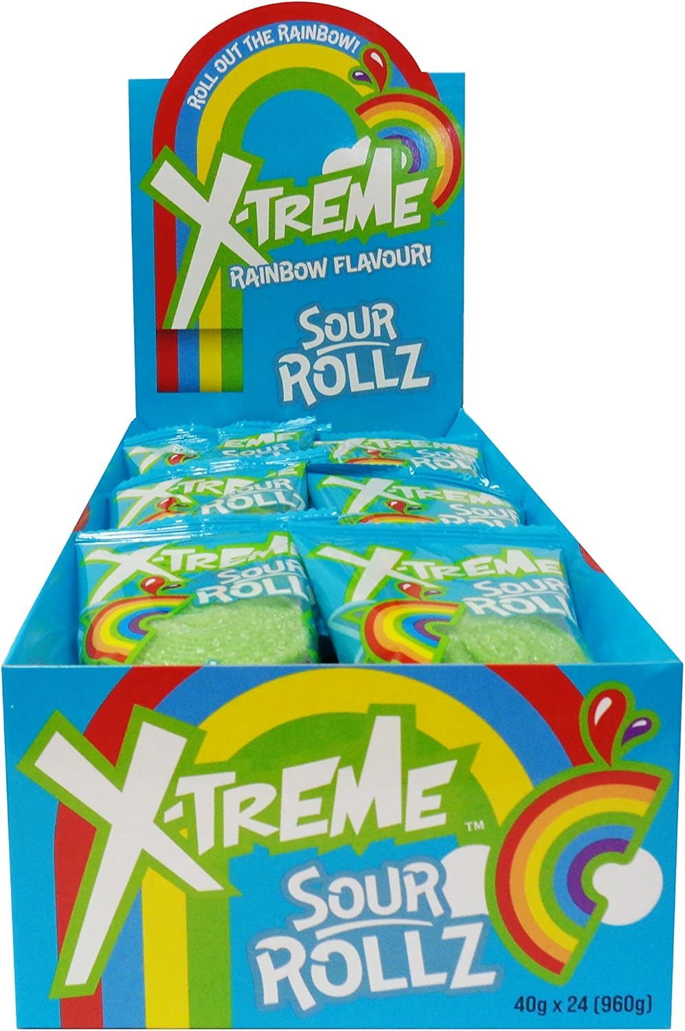 Universal Candy Xtreme Rollz Rainbow 40 G (Pack of 24) image number 1