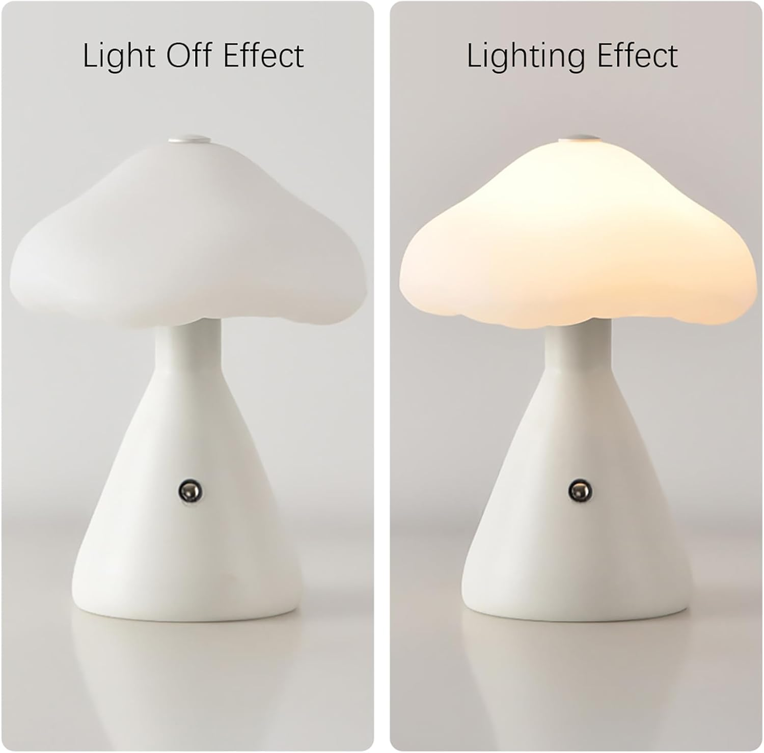 Shenzhi Tech LED Mushroom Table Lamp, USB Rechargeable Desk Lamp, Touch Controlled Dimmable Indoor Night Light for Home Decor Bedside Room (Wood Color) image number 1