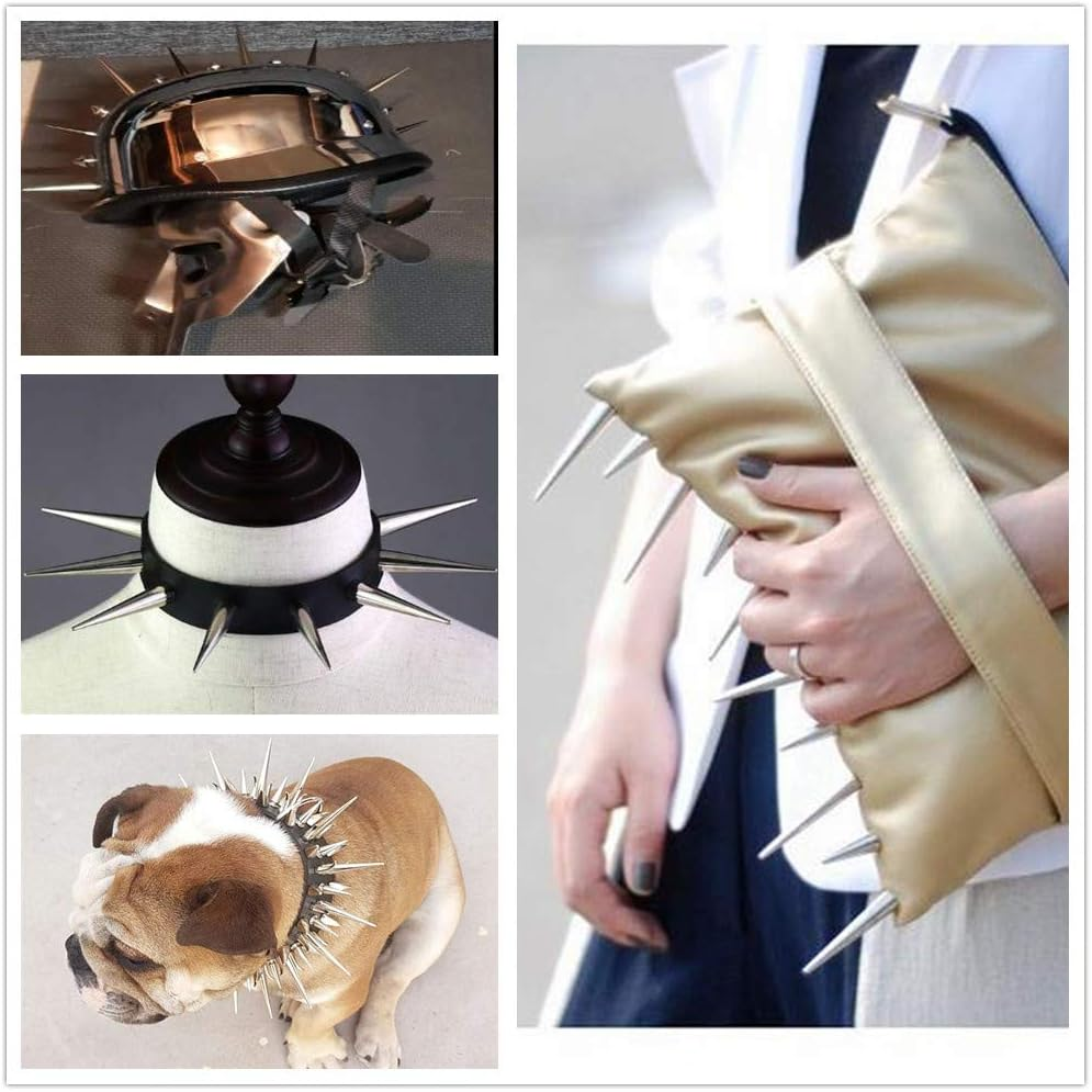 55MM Solid Punk Bullet Spikes Metal Leathercraft Rivets DIY Silver Cone Studs for Cosplay Clothes 10Sets(10Pcs Spikes+10Pcs Screws) image number 2