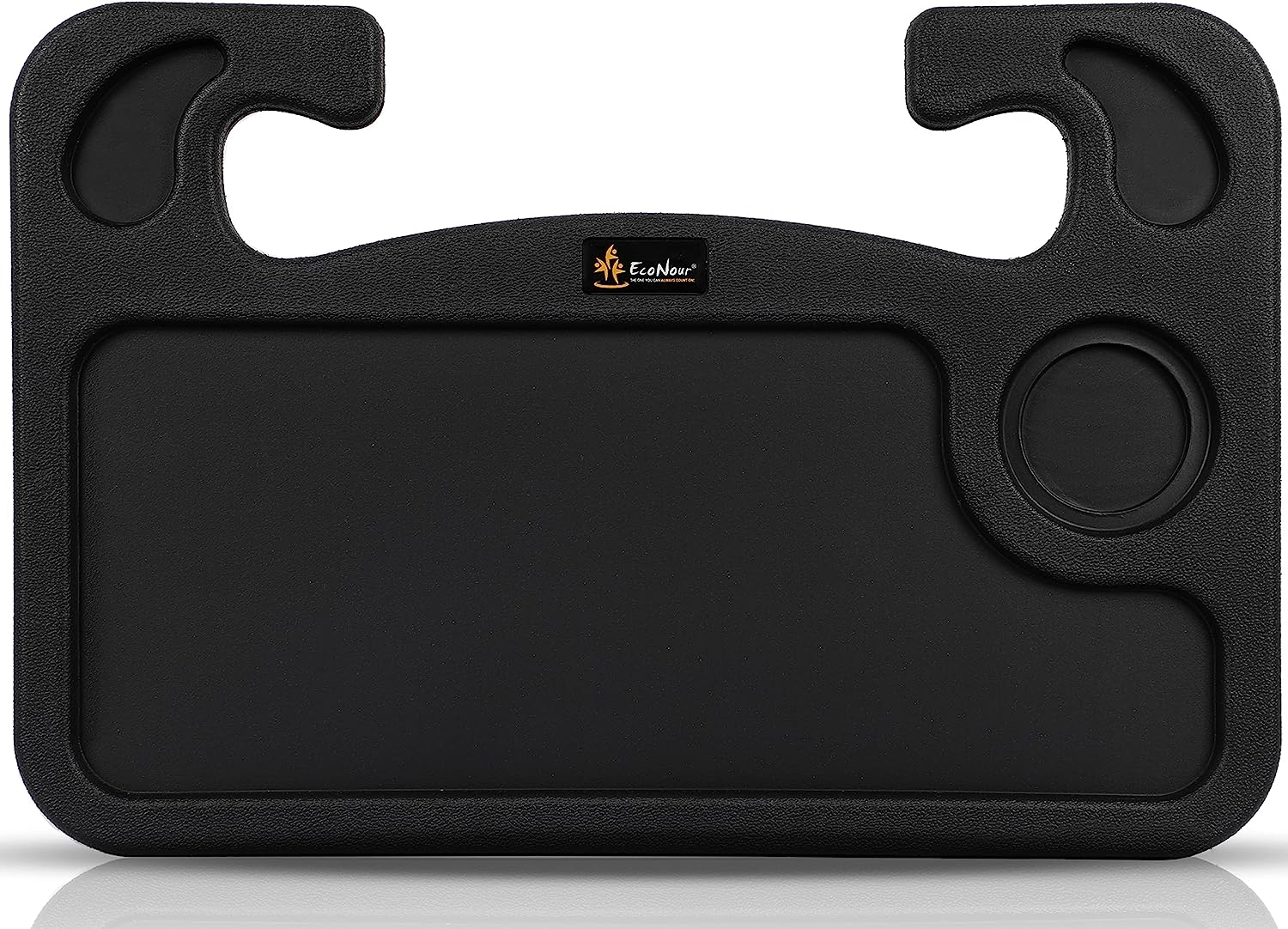 Econour 2 in 1 Steering Wheel Desk | Laptop Mount with Pen Holder | Food Tray for Eating with Drinks Holder | Multipurpose Travel Car Accessories