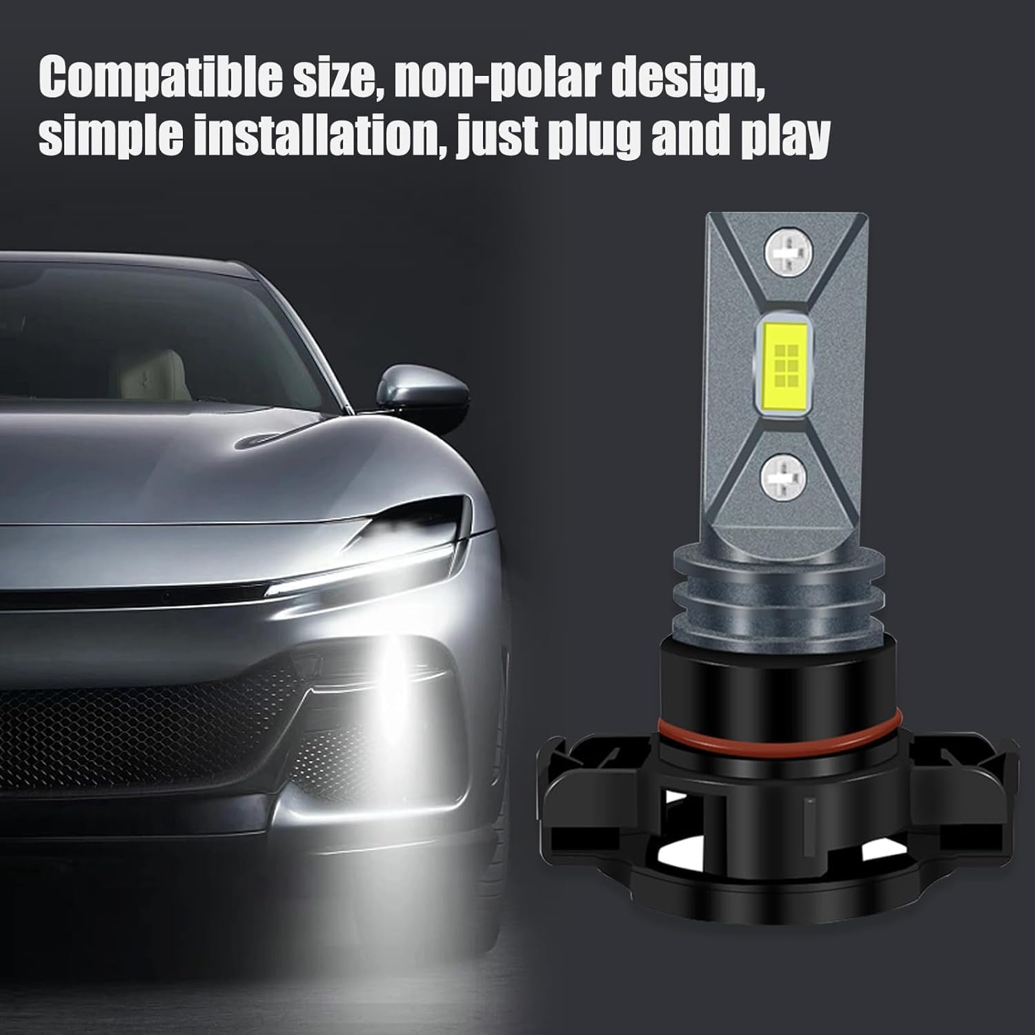 2X HOCOLO F2 5202 H16(Only European Car) 6000K LED Fog Lights Replace Halogen Bulbs,3570 Csp-Chips 80W 8000Lm,Bright IP68 Waterproof Vehicle Lamp Accessories Exterior Automotive(White, 5202/H16/PS24W)