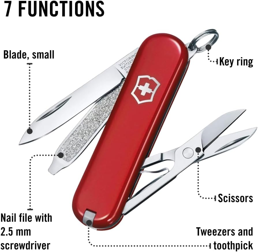 Victorinox Swiss Army Pocket Knife Classic SD with 7 Functions, Red, Gift Box Packaging - Cherry Blossom image number 5