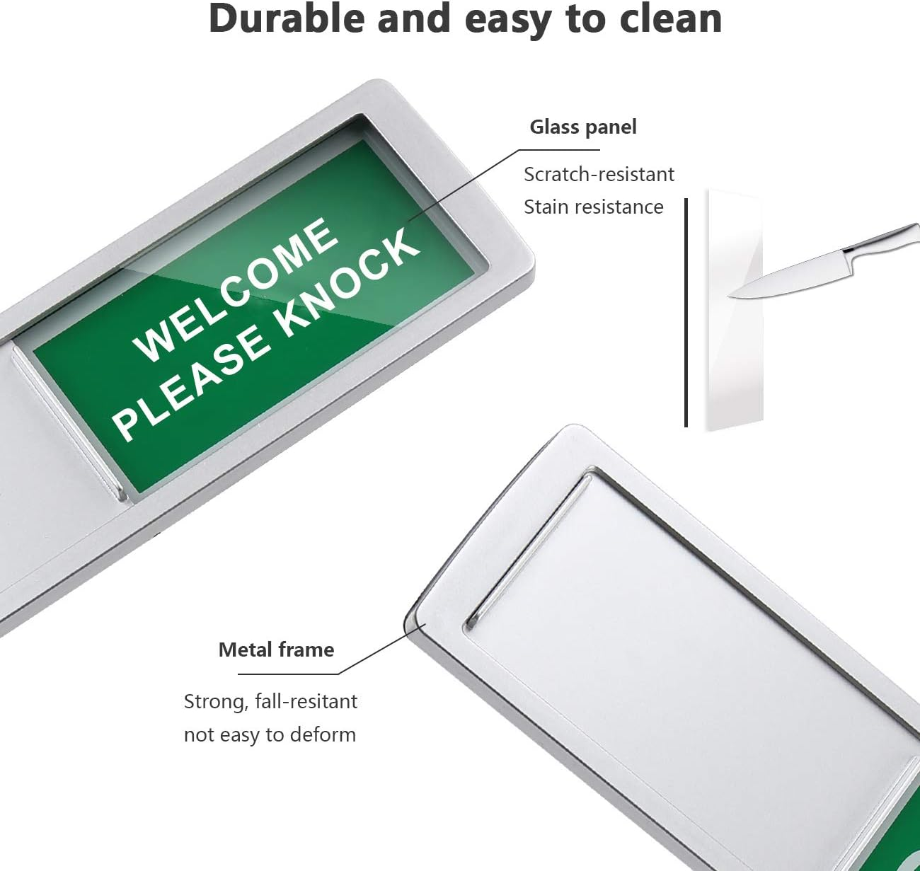 Magnetic Do Not Disturb Sign,Please Knock for Home Office Restroom Conference Hospital, Non-Scratch Magnetic Slider Door Indicator Signs, 7'' X 2'' - Silver image number 2