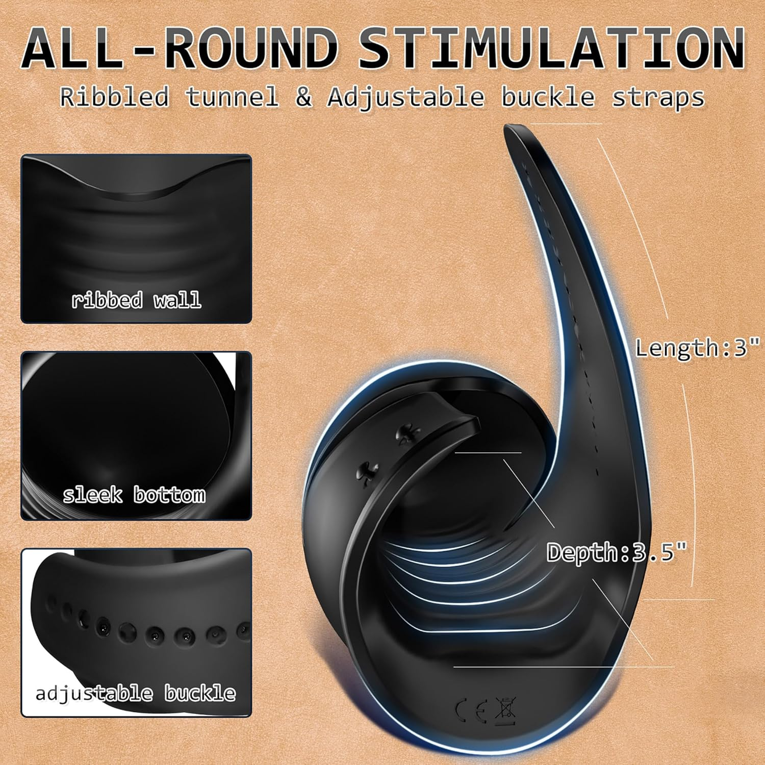 Training Vibrator Male Masturbator, Mens Glans Stimulating Sex Toys, 10 Vibration Modes for Glans Ejaculation Training, Adult Sex Toys for Men Pleasure Prolong Endurance, Adjustable Buckle image number 3