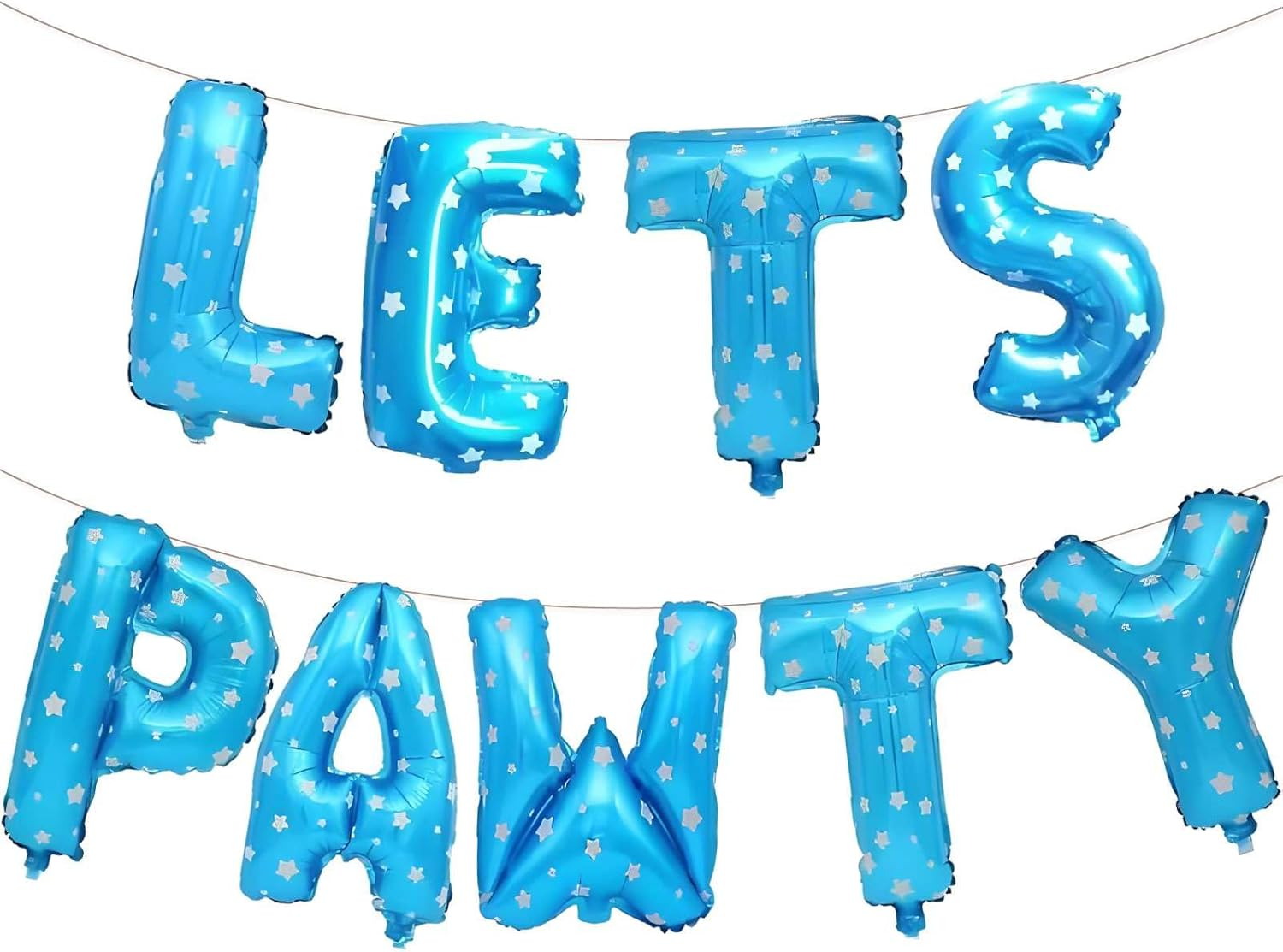 9 Pcs Lets Pawty Balloons Banner 16 Inch, Dog Cat Pet Birthday Letters Sign Lets Pawty Balloons Happy Birthday Banner for Pet Dog Cat Party Supplies Decorations (Silver)