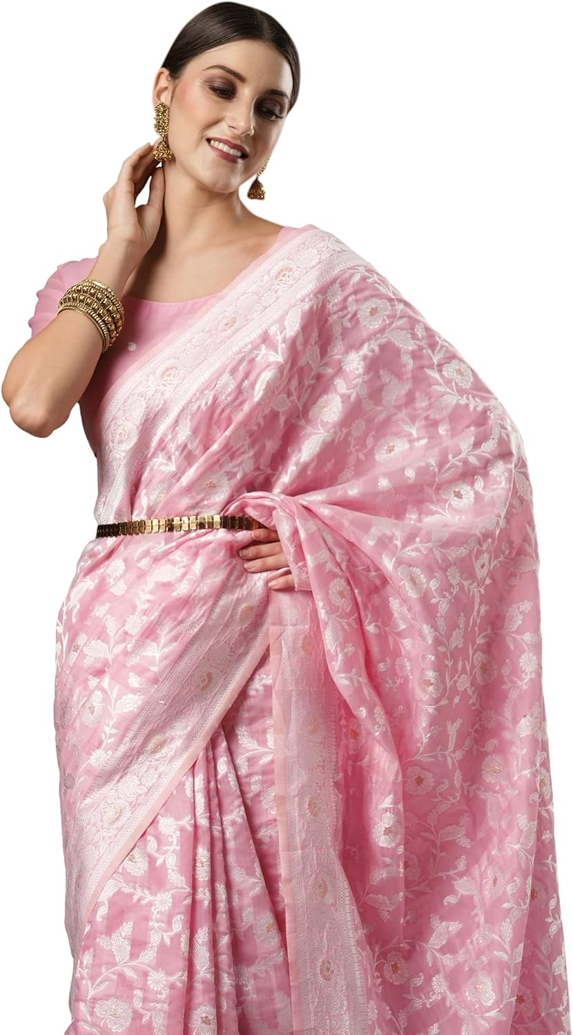 AKHILAM Women'S Banarasi Silk Saree with Unstitched Blouse Piece (Zoya6001_Parent)