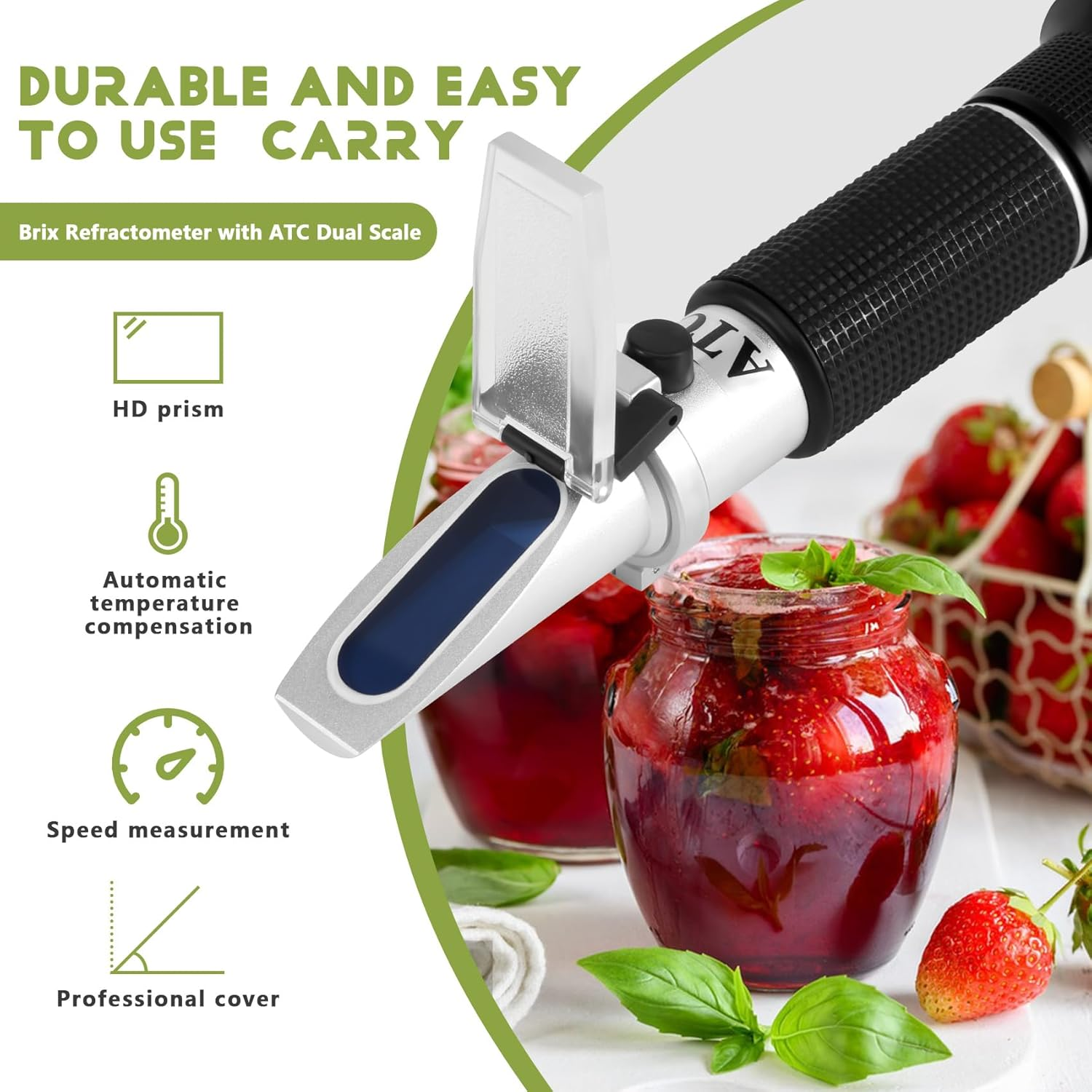 RESFNSE Refractometer with ATC Dual Scale Specific & Hydrometer in Wine Making and Beer Brewing Homebrew Kit image number 1