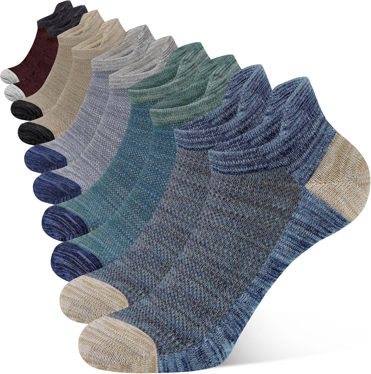 Closemate Ankle Socks for Men 5 Pairs Low Cut Colorful Socks Cotton Non Slip Short Socks