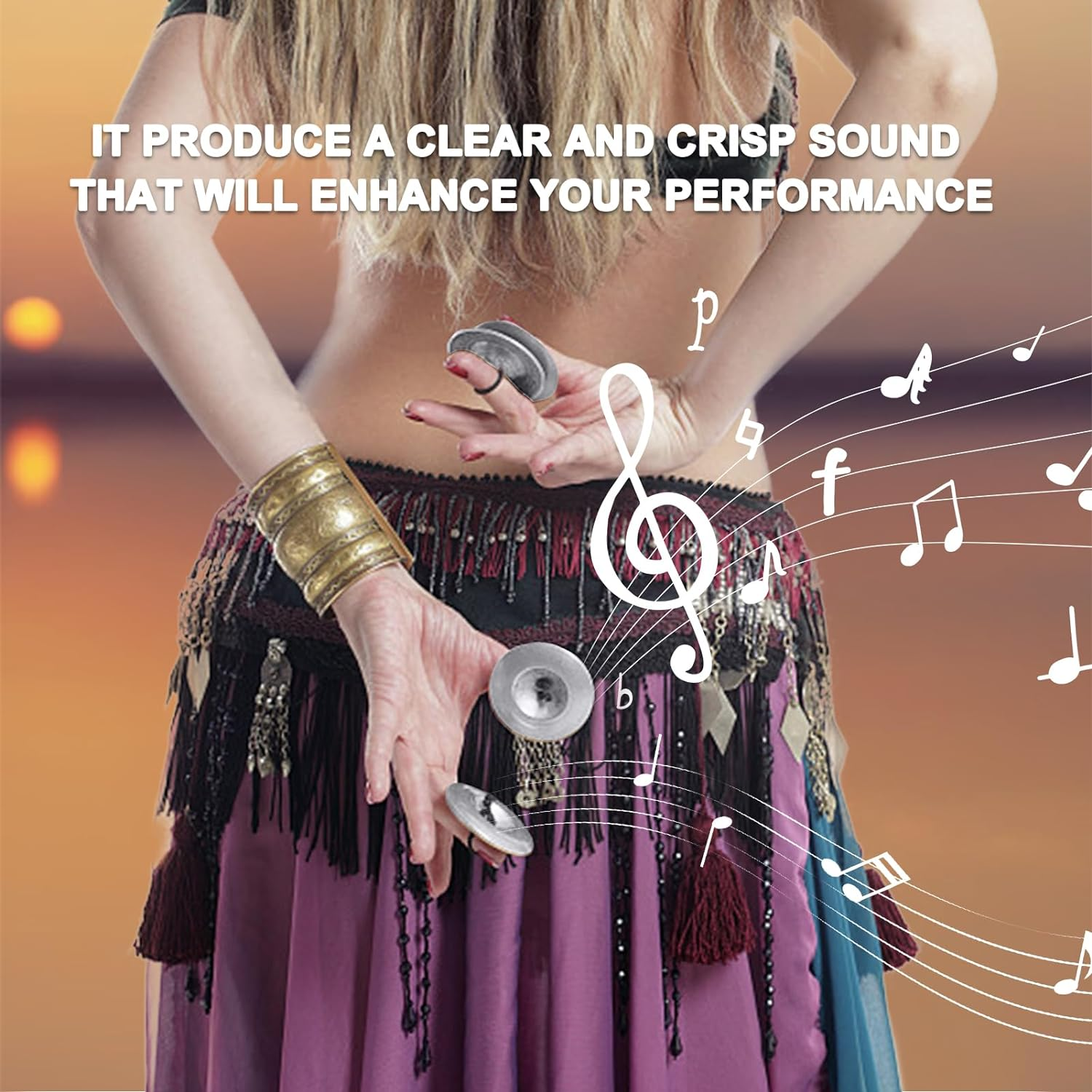 Finger Cymbals, 2Pcs Finger Cymbals Belly Dancing Silver Finger Cymbals Belly Dancing Cymbals Rhythm Beats Percussion Musical Instrument for Dancer Party