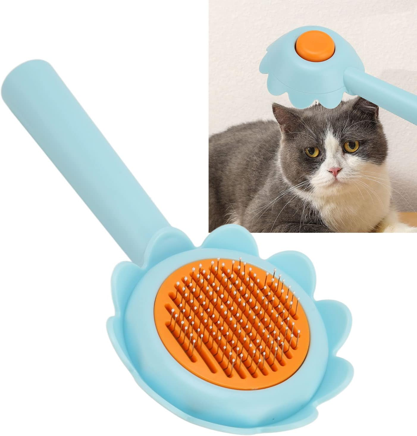 Slicker Dog Brush - 3.5X7.5In Stainless Steel Self Cleaning Slicker Brush for Dogs, Cats - Lightweight Grooming Brushes for Long Short Haired Dogs Cats, Removes Loose Fur Undercoat image number 5