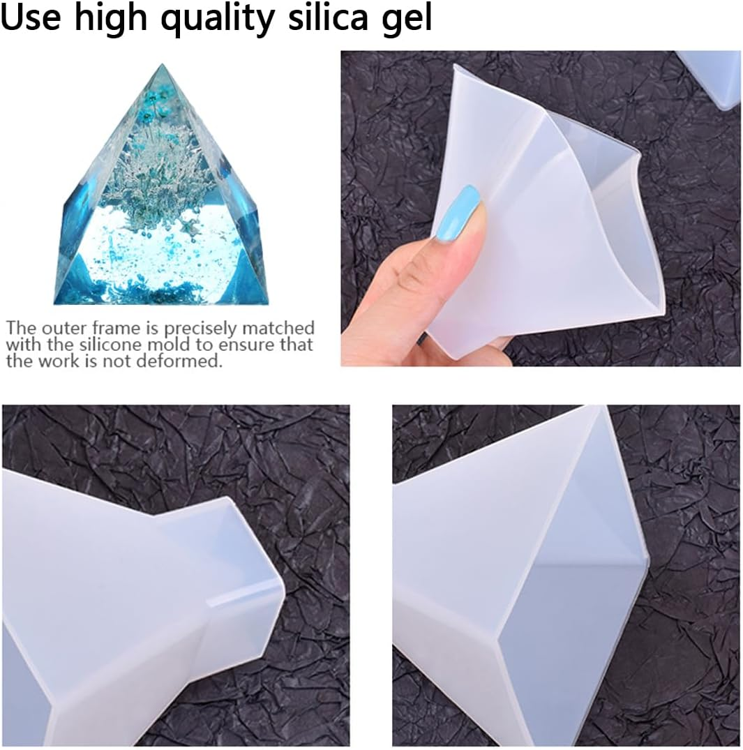 5Pcs Pyramid Silicone Moulds for Resin 3D Pyramid Resin Moulds Silicone Epoxy Molds for DIY Art Craft Making Jewelry Ornaments Homer Decor image number 3