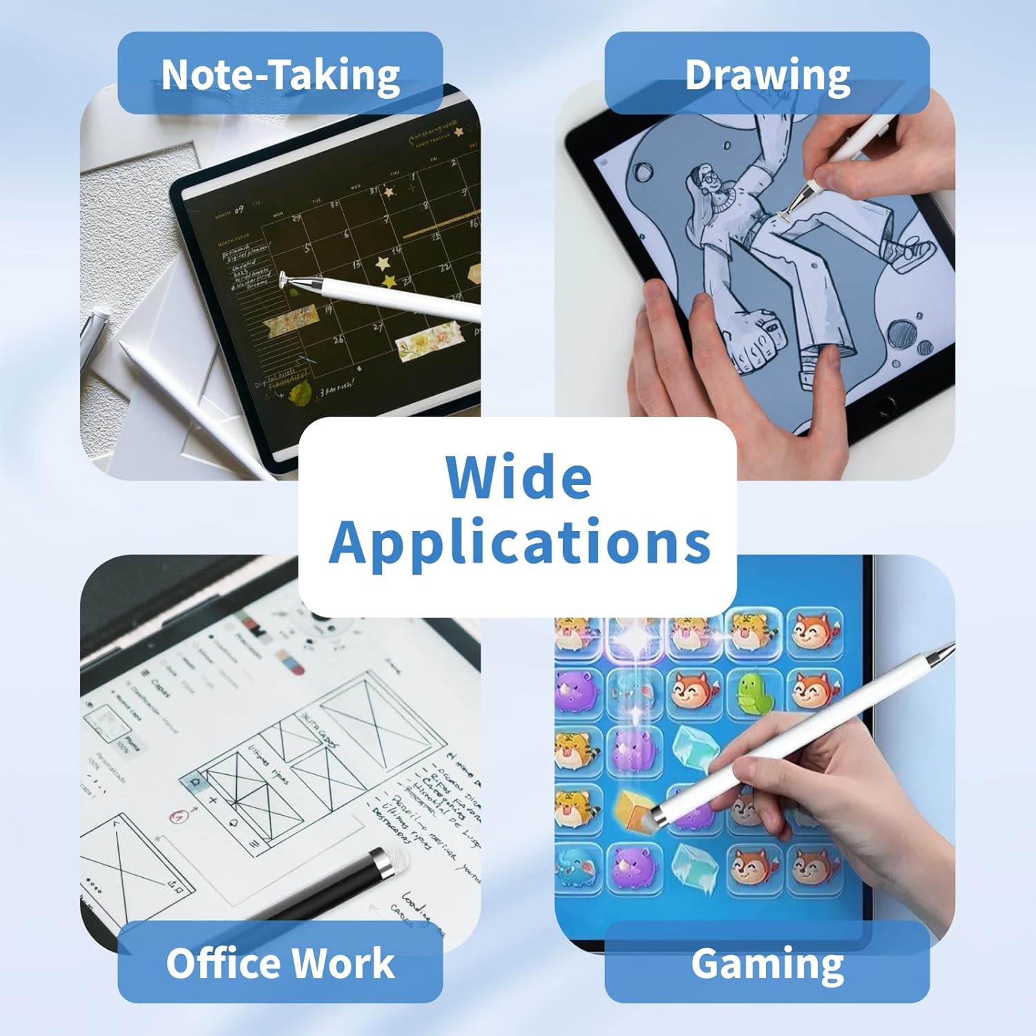 Stylus Pens for Touch Screens, 2 in 1 Magnetic Disc and Fiber Tip Compatible Stylus Pen for Ipad, Iphone, Android, Samsung Galaxy, Microsoft Tablets & All Capacitive Touch Devices (White/Black) image number 5