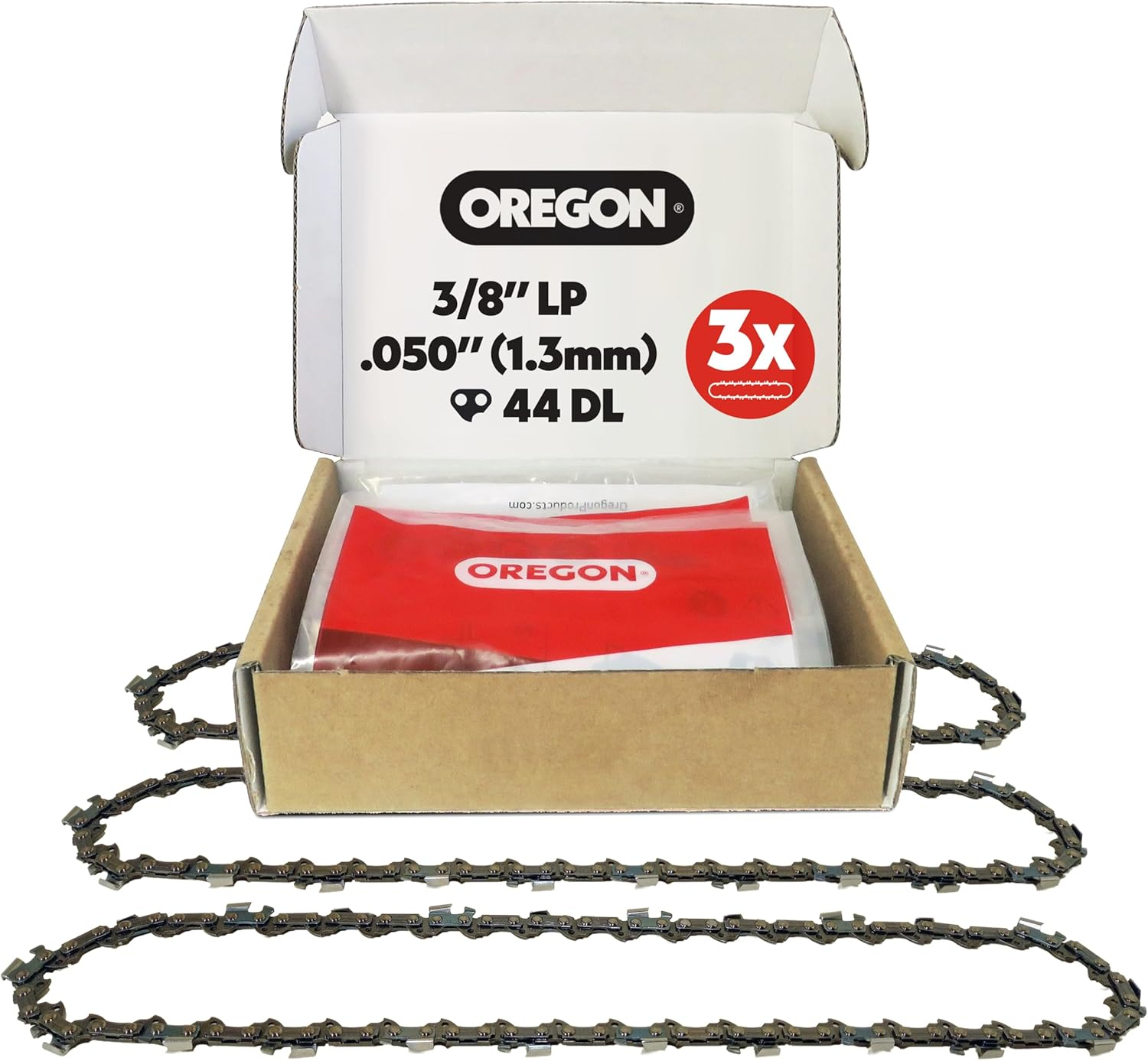 Oregon Chainsaw Chains, T44 3-Pack 3/8" LP Pitch, .050" (1.3 Mm) Gauge VXL Semi Chisel Replacement Chainsaw Chain for 12-Inch Bar, 44 Drive Links, Fits Echo, Stihl, Mcculloch & More (T44X3), Gray image number 4