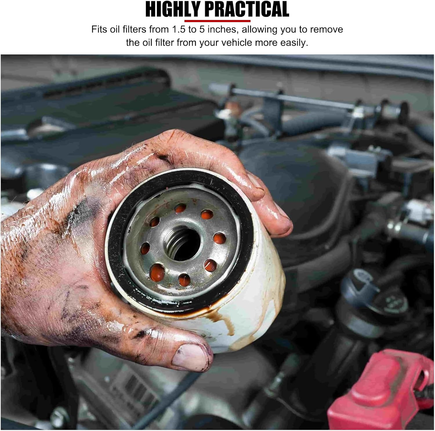 EVTSCAN Canvas Type Heavy Duty Oil Filter Strap Wrench, with 1/2" Drive, Universal Adjustable Oil Filter Wrench for 1.5 to 5 Inches, for Car, Truck, Motorcycle image number 6