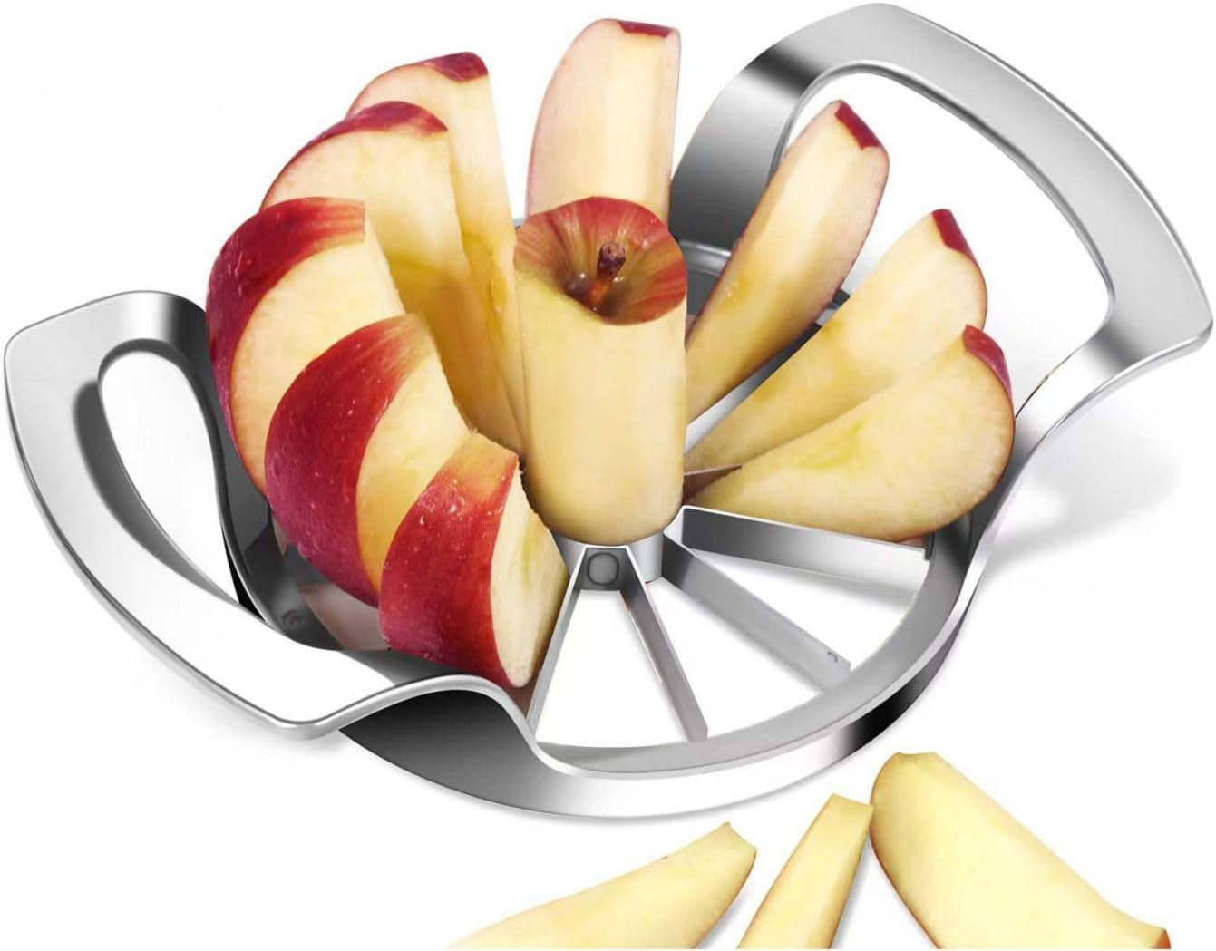 Apple Slicer,12-Blade Extra Large Apple Corer,Easy to Use, Time-Saving, Heavy Duty Stainless Steel Apple Cutter and Divider image number 4