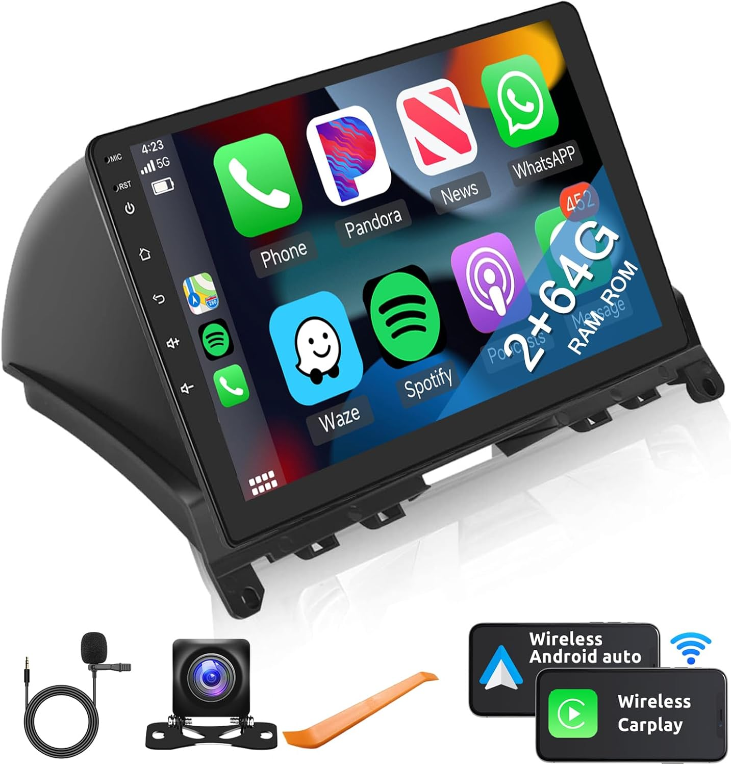 2+64G Android Car Stereo for Mercedes Benz C Class W204 2006-2011 with Wireless Apple Carplay&Android Auto, 9" Touch Screen Car Radio Support Bluetooth GPS Wifi Hifi USB SWC FM/RDS+HD Backup Camera image number 3
