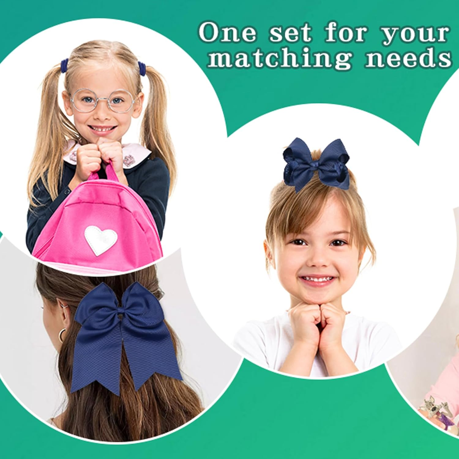 SSKHE Girls Hair Accessories Navy Blue 48 Pieces Hair Bows for Girls with Navy Headband, Blue Hair Clips, Ponytail Holders, Navy Blue Hair Accessories for Kids School image number 1
