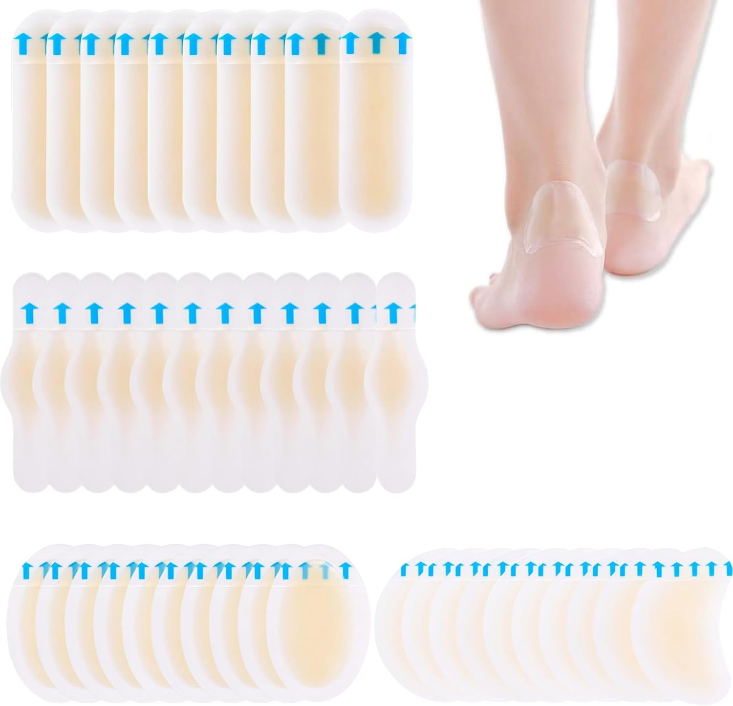 40Pcs Blister Bandages Hydrocolloid Bandages, Betterjonny Gel Blister Pads Invisible Gel Heel Stickers Cushions for Foot, Toe, and Heel Blister Prevention and Recovery (4 Styles) image number 2