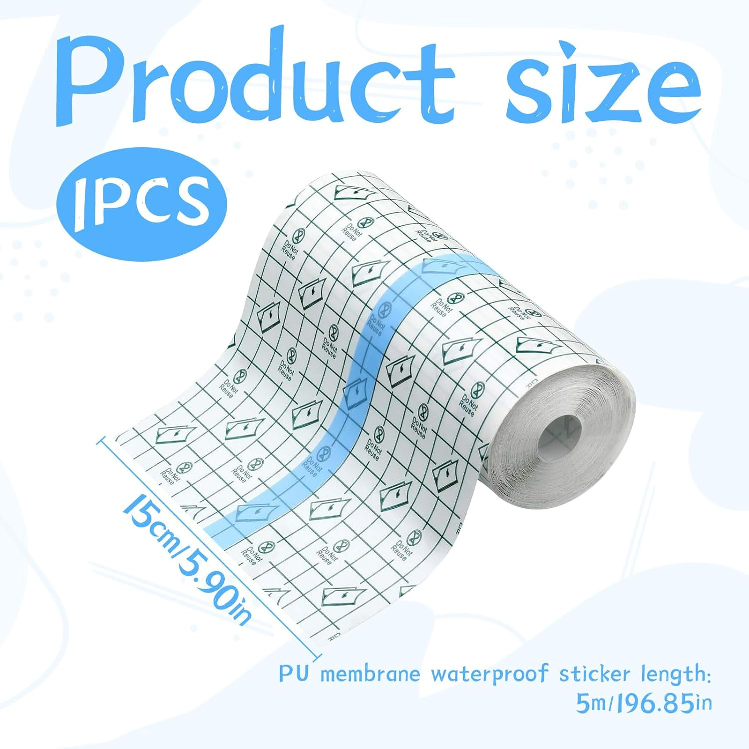 Waterproof Bandage, Wound Dressing Bandage, Second Skin Tattoo Film 15Cm X 5M, Disposable Stretch Adhesive Bandage for Shower Shield Dressing, Tattoo Supplies for Tattoo Aftercare Swimming image number 5