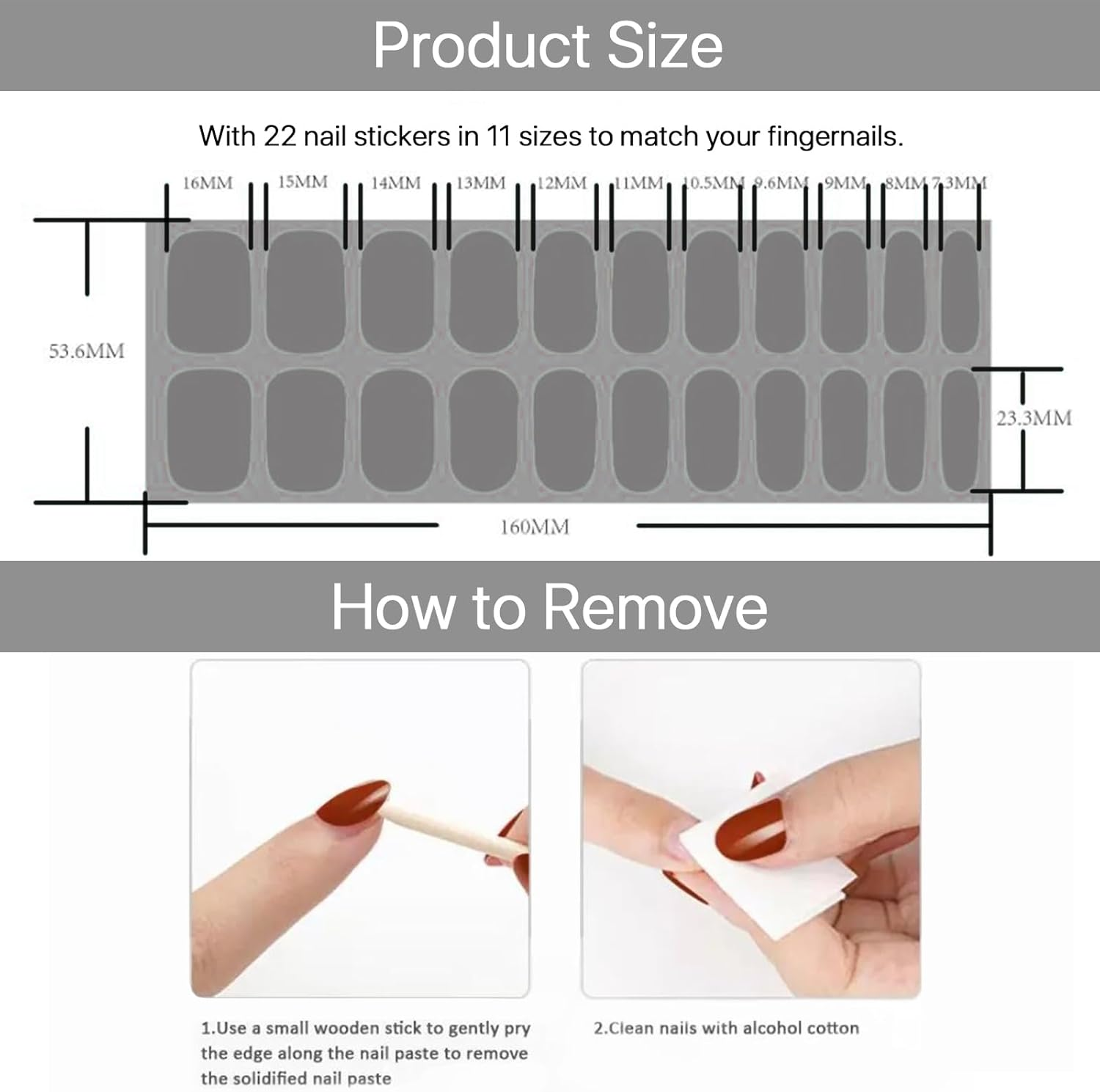 Wowled 22 Pcs Semi Cured Gel Nail Strips, Soft Self-Adhesive Full Gel Nail Wraps, UV Lamp Cured Nail Art Manicure Tool (White French) image number 5