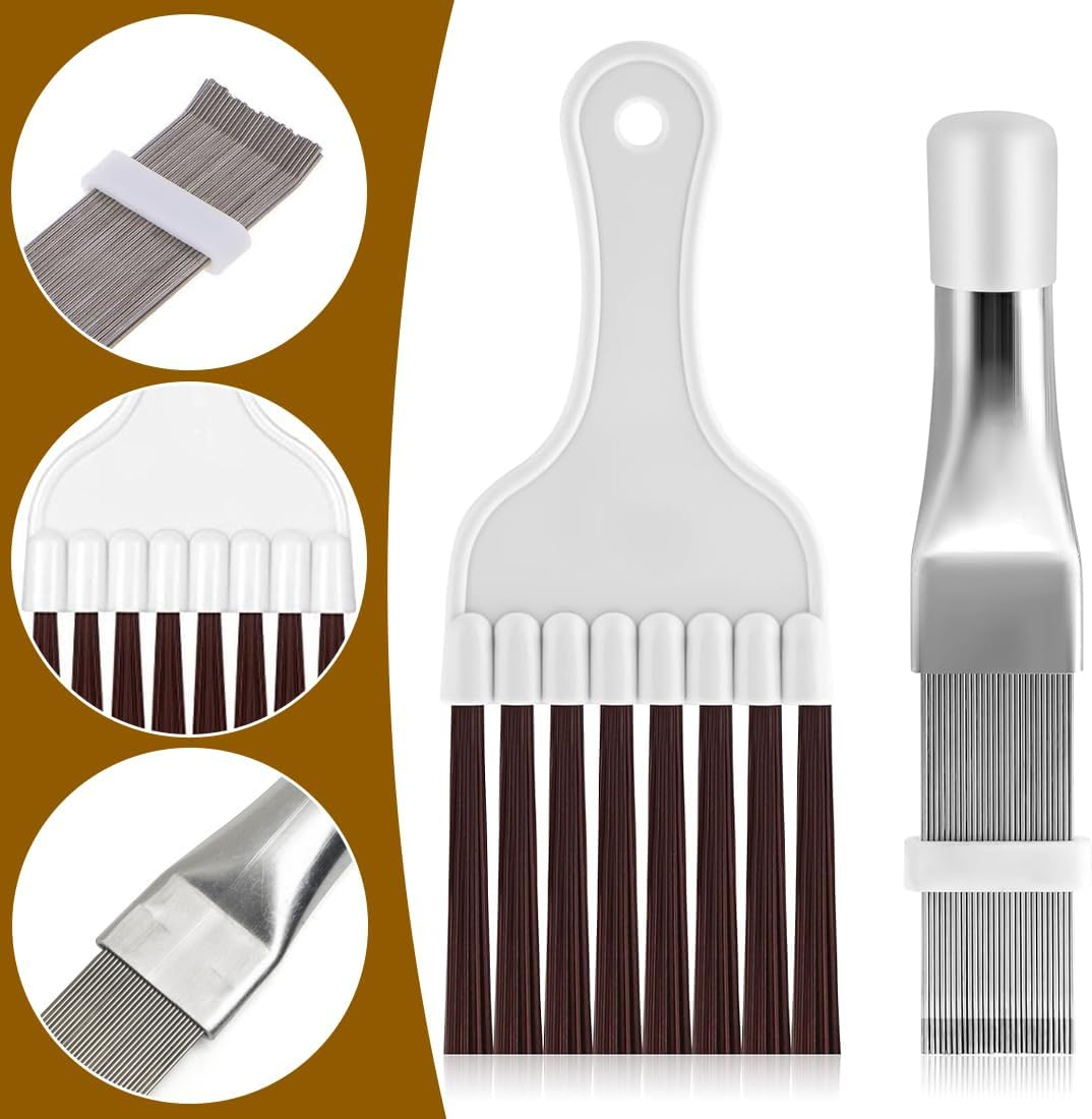 OIGWBPH 2 X Condenser Cleaning Comb, Air Conditioning Condenser Fin Comb, Lamellar Comb, Stainless Steel Fin Cleaning Brush, Evaporator Cooler Repair Tool image number 1