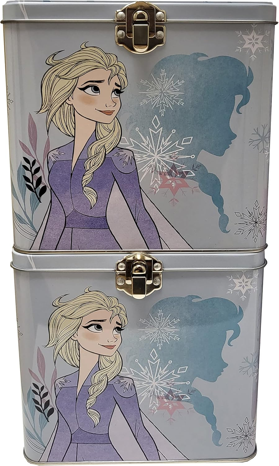 The Tin Box Company Disney Frozen Stack Store and Carry Tin. Stackable Tin Box with Handle,Blue and White