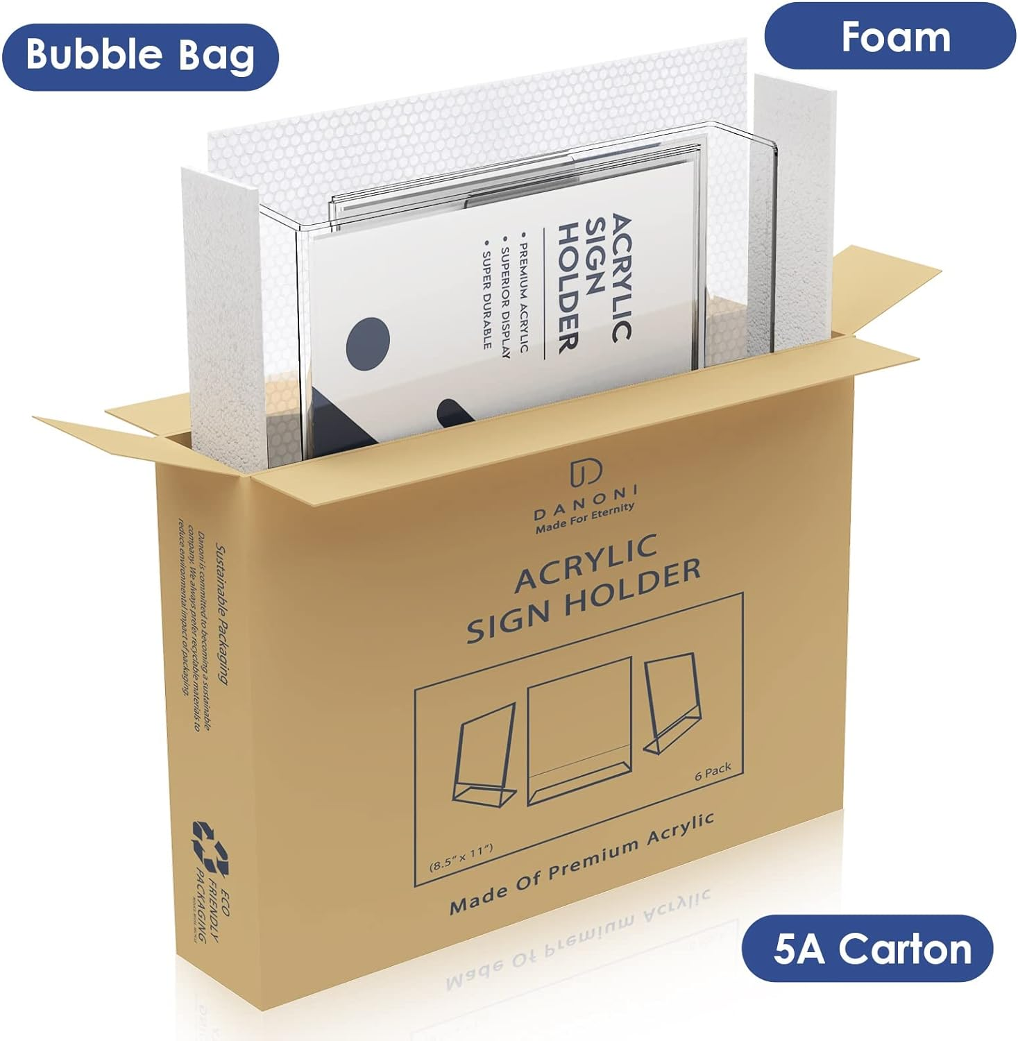 Clear Acrylic Sign Holder - 6Pack 8.5X11'' Flyer Document Brochure Paper Display Holder with Vertical Slant Back for Office Desktop - Plastic Menu Stands for Restaurant Tabletop image number 6