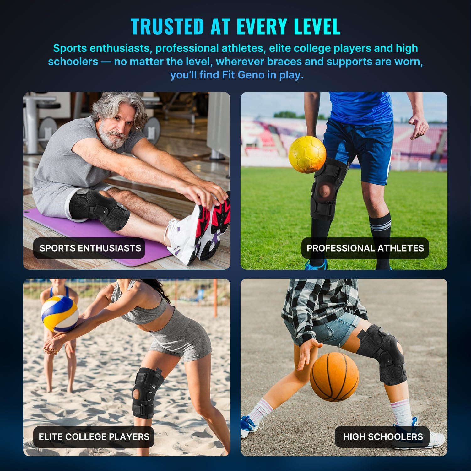 Hinged Knee Brace for Men and Women, Breathable Fabric Adjustable Patellar Knee Support for Meniscus Tear Knee Pain Relief Meniscus Arthritis W/Side Stabilizers & Hinge S - Black M image number 3