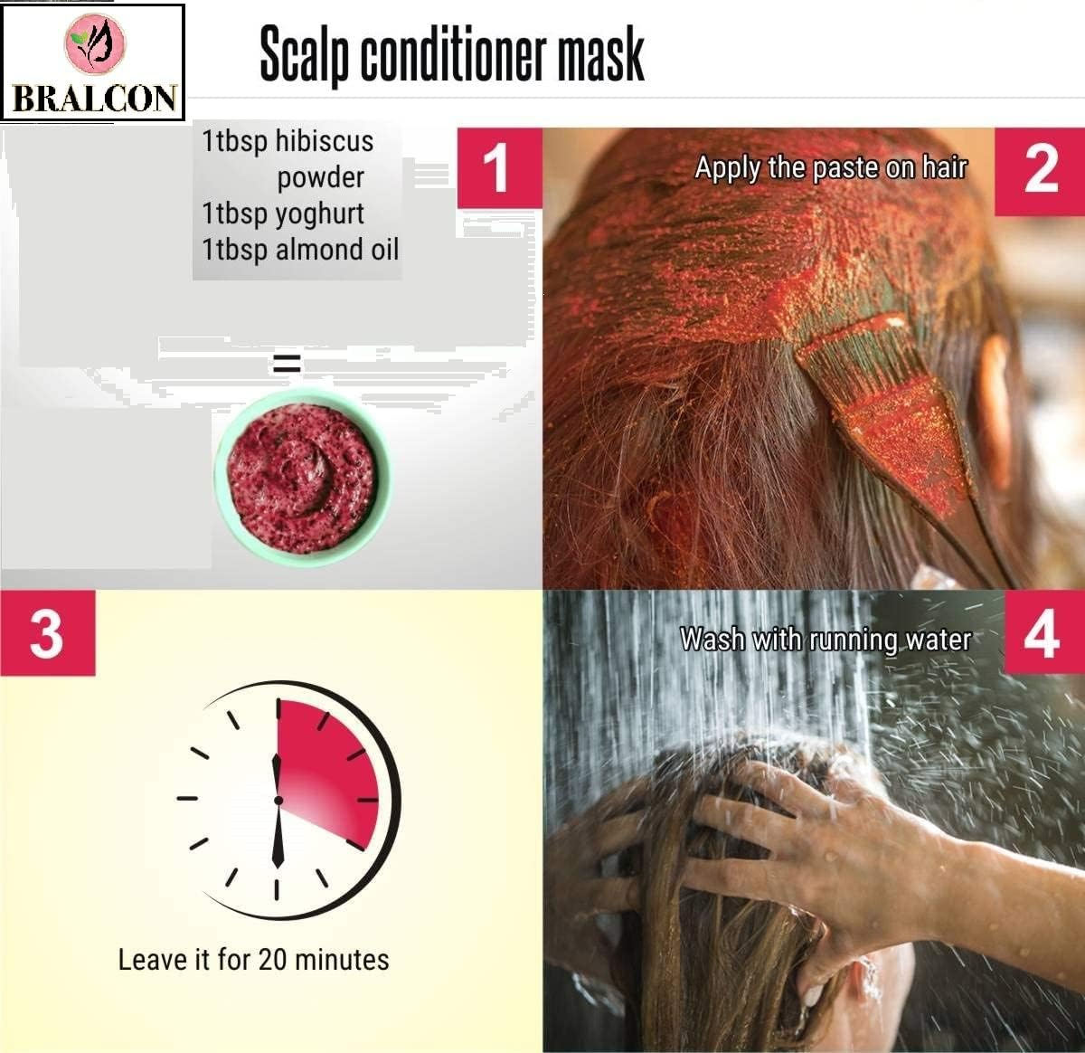 BRALCON Organic Methi, Neem, Hibiscus Flower Powder Combo-300G (100G X 3 Pack)|Fenugreek/Methi Seeds Powder, Neem Leaves Powder, Hibiscus Powder for Face, Skin Glowing| Hair Conditioning, Hair Growth image number 6