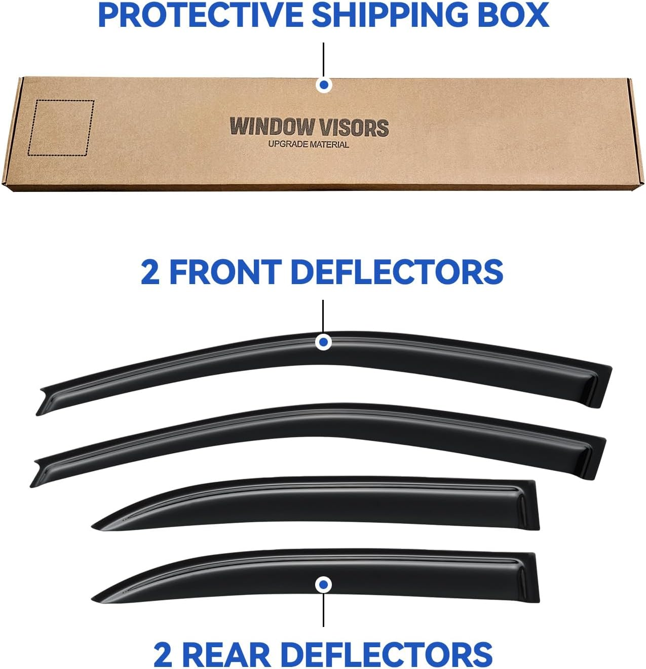 Window Visors Rain Guards Shield for 2003-2008 Toyota Corolla, Out-Channel Window Vent Wind Deflectors Visors Shades for 03-08 Corolla image number 6